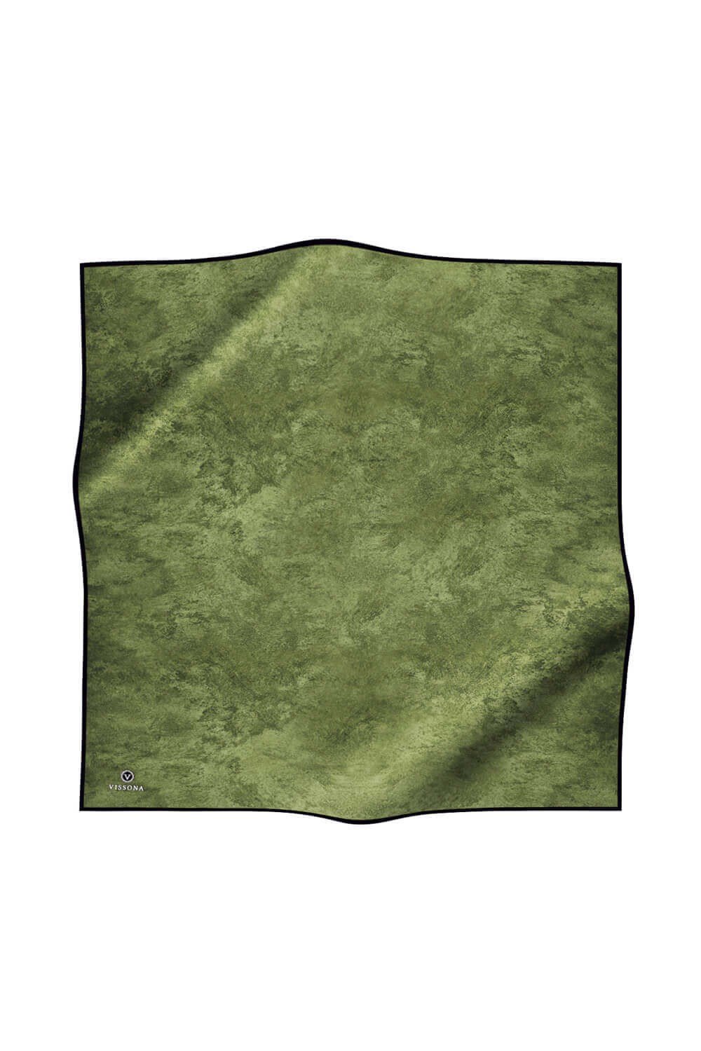 %100 Twill İpek Doku Desenli Haki Renkli 90x90 Eşarp Dikim Şekli : El Dikişi