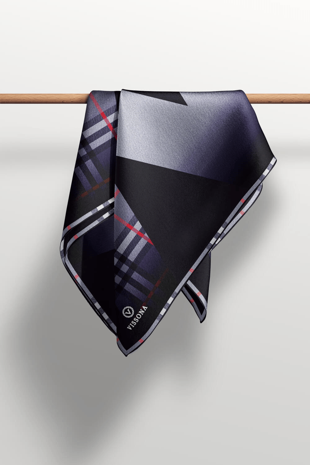 % 57 İPEK % 43 VİSKON Twill İpek Ekose Desenli Gri - Siyah Renkli 90x90 Eşarp Dikim Şekli : El Dikişi