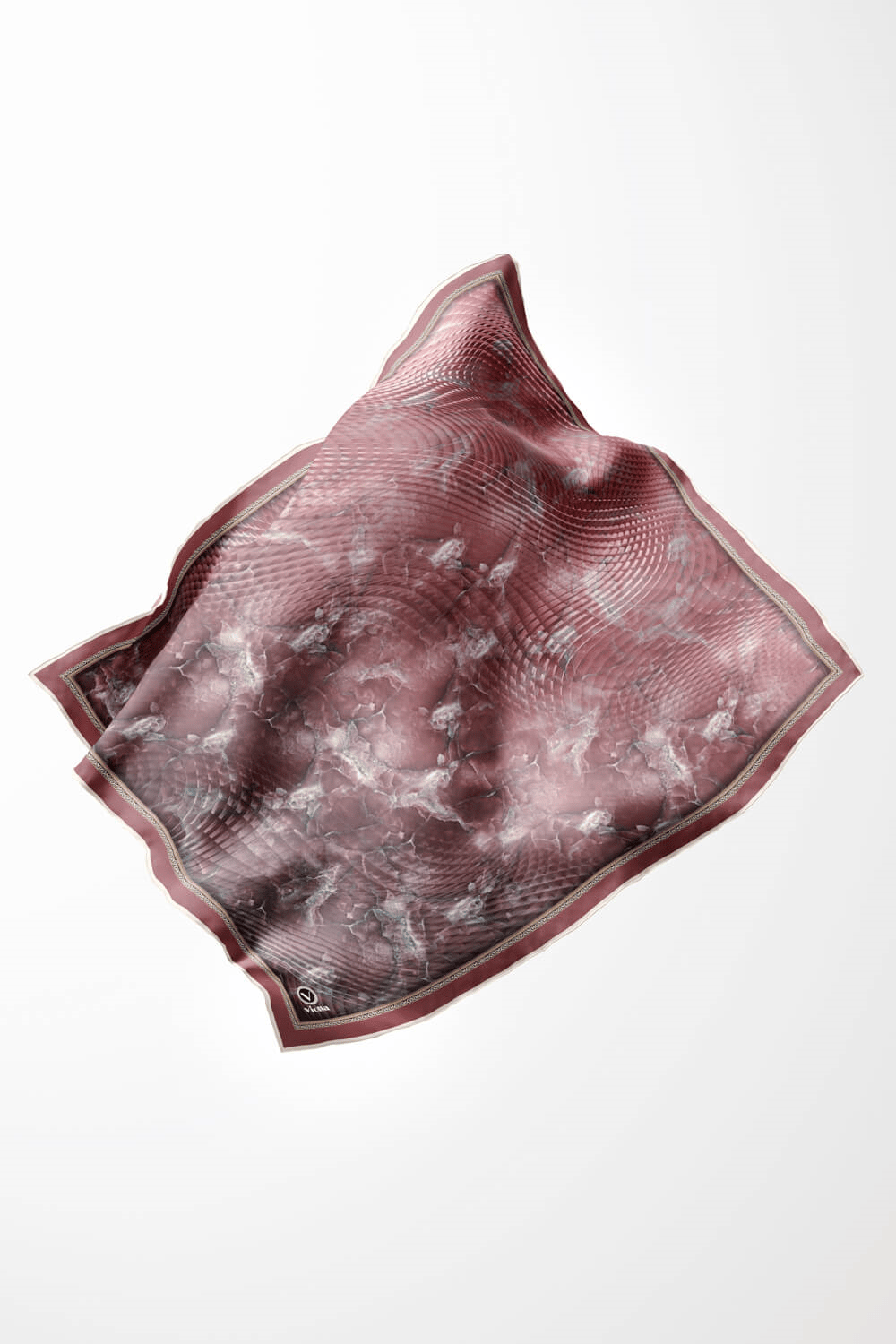 Twill Batik Desenli Pudra Renkli 90x90 Eşarp (İpek İçermez) Kenar Dikiş Şekli El Dikişli