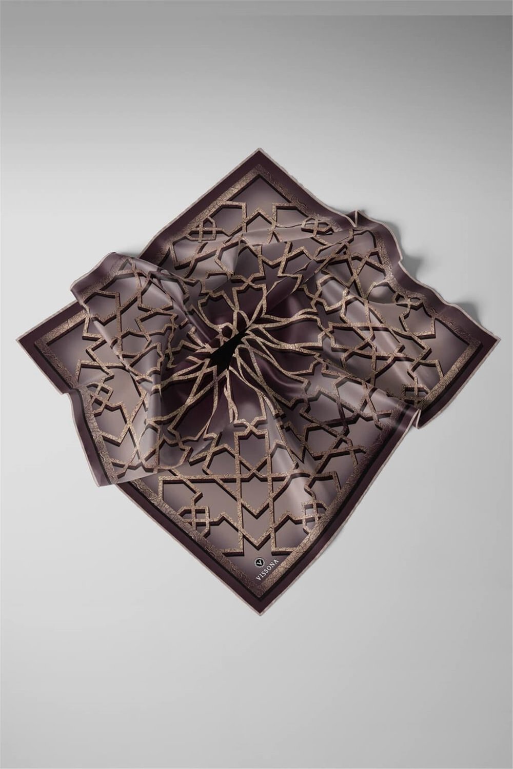 %100 Twill Türk Motifi  Desenli Taş Renkli 90x90 Eşarp Dikim Şekli: El Dikişi