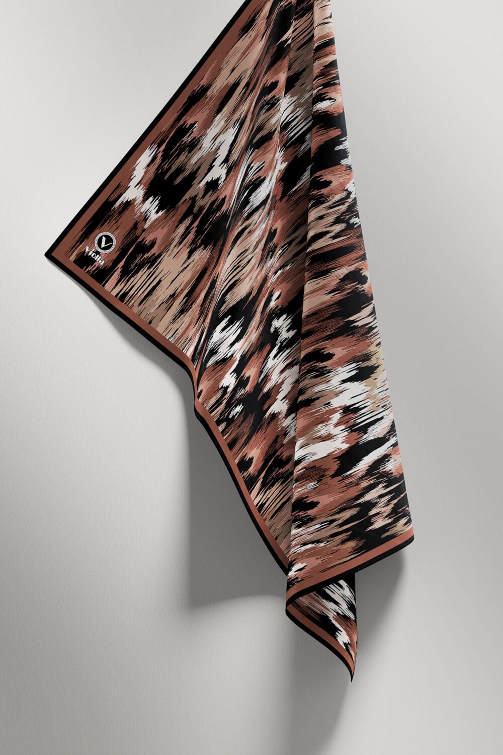Twill Fırça Desenli Bakır Renkli 90x90 Eşarp (İpek İçermez) Kenar Dikiş Şekli El Dikişli