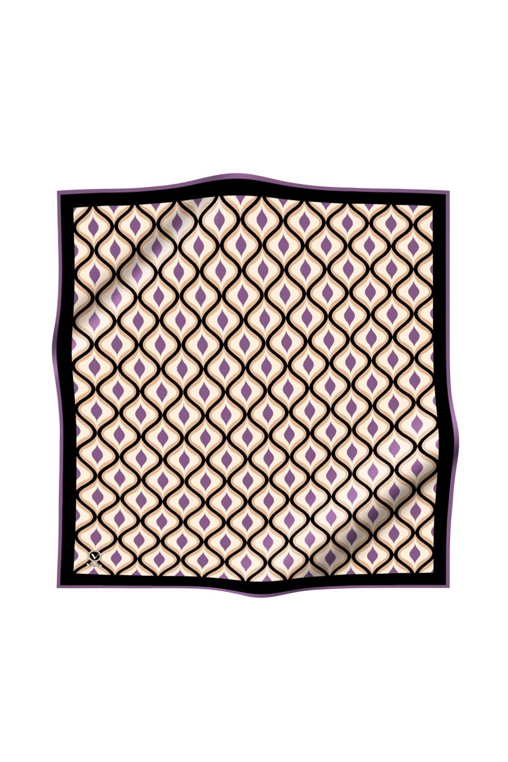 Twill Geometrik Daire Desenli Lila Renkli 90x90 Eşarp (İpek İçermez) Dikim Şekli : El Dikişi
