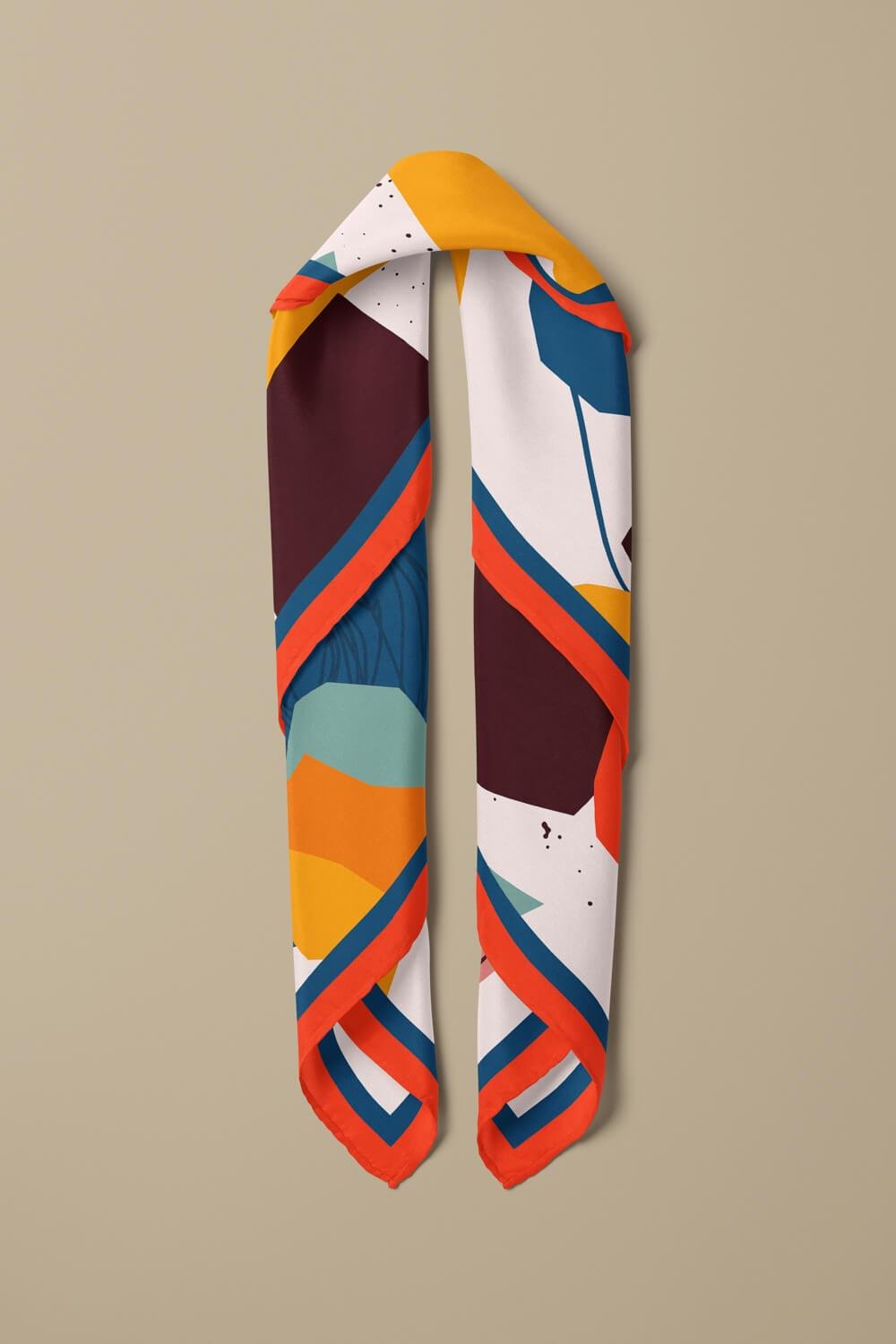Vissona Geometrik Desenli %100 İpek Bandana 55x55