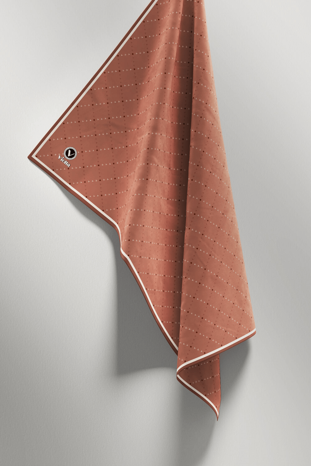 Twill Noktalı V Desenli Bakır Renkli 90x90 Eşarp (İpek İçermez) Kenar Dikiş Şekli El Dikişli