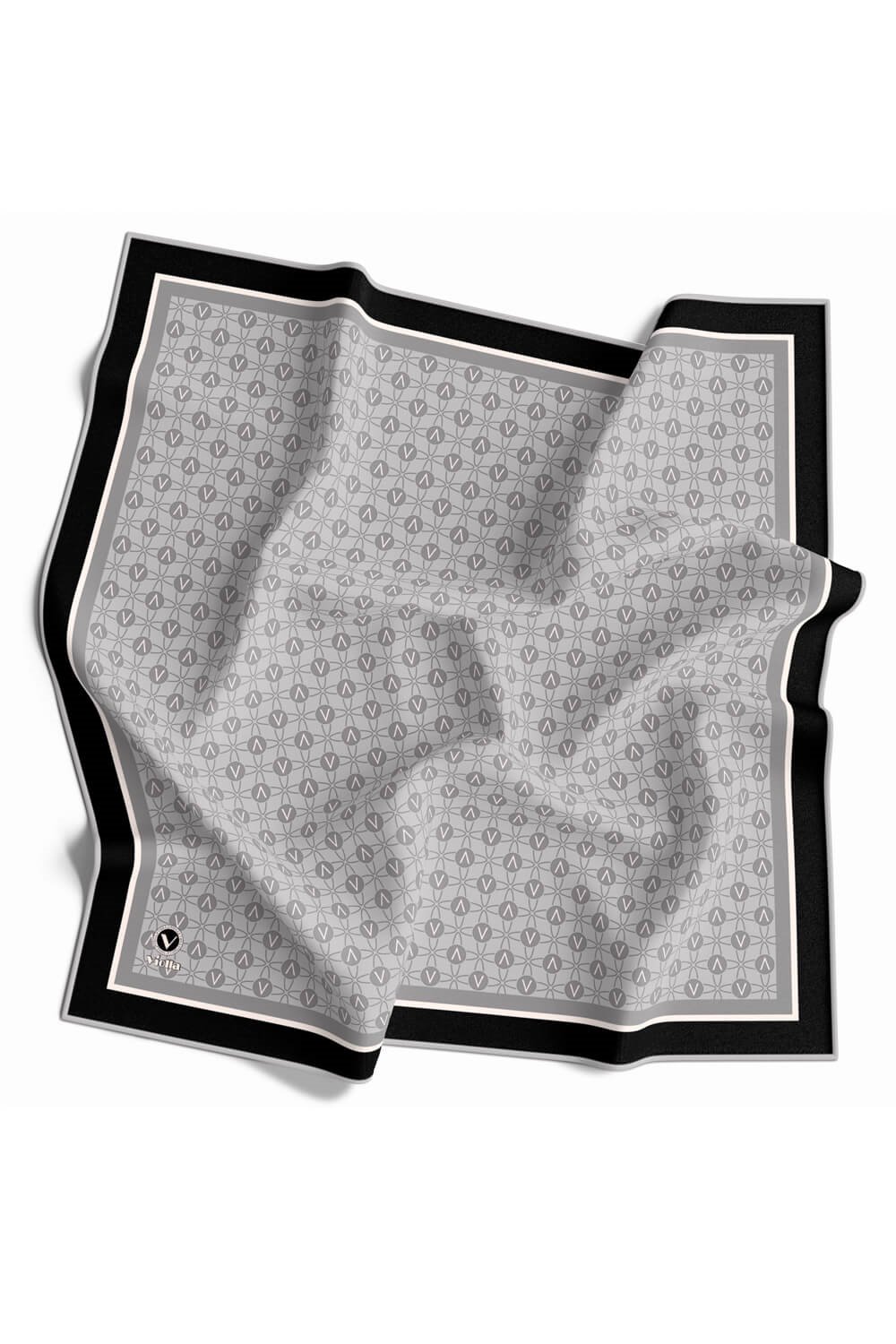 Twill V Desenli Gri Renkli 90x90 Eşarp (İpek İçermez) Dikim Şekli : El Dikişi