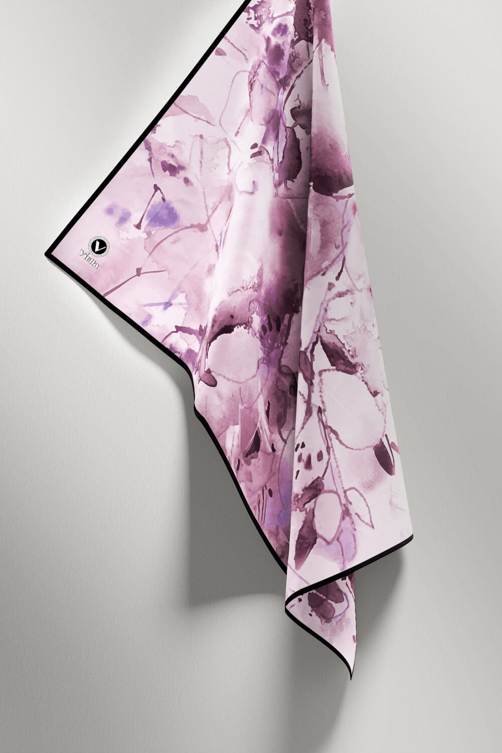 Twill Batik Çiçek Desenli Lila Renkli 90x90 Eşarp (İpek İçermez) Kenar Dikiş Şekli El Dikişli