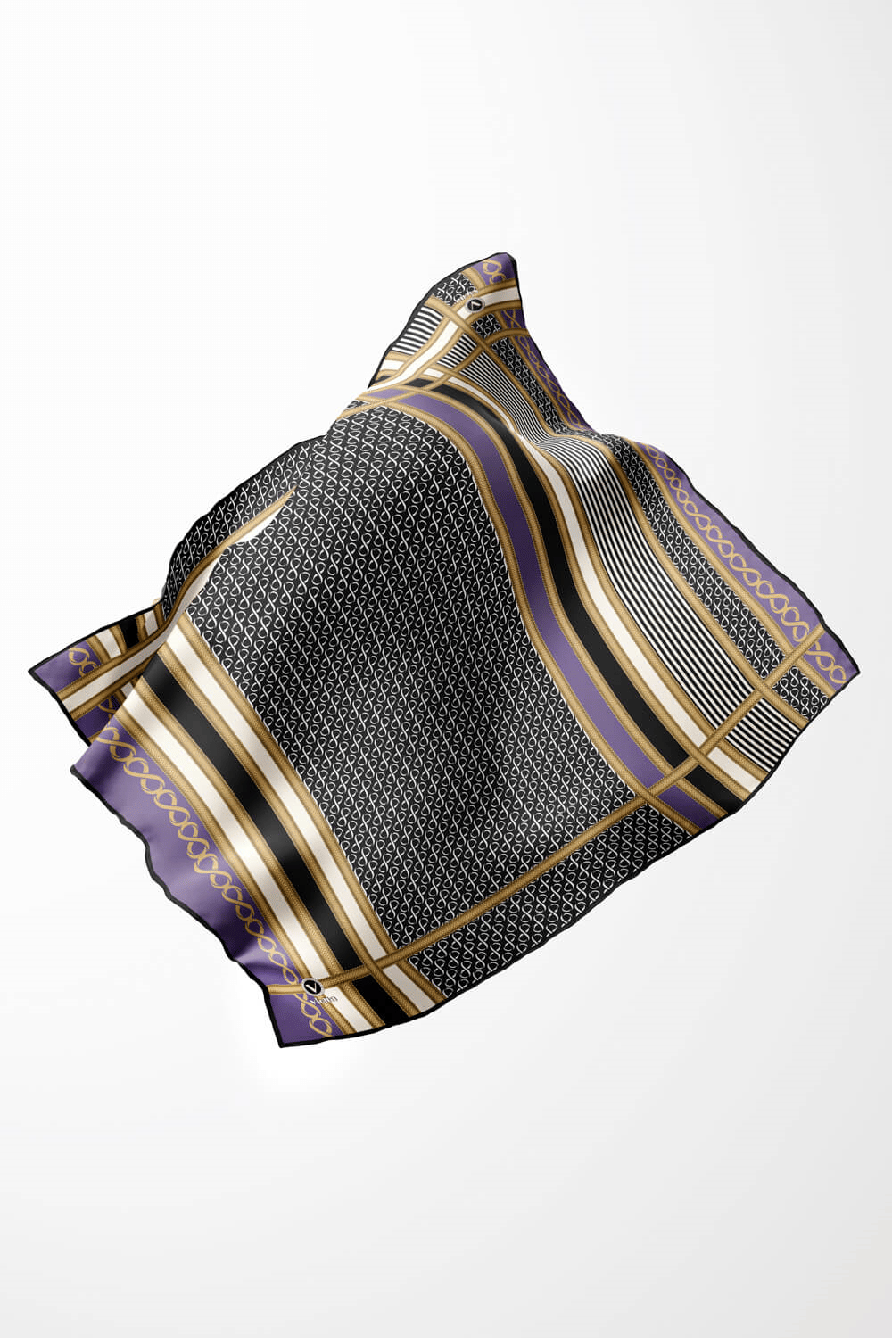 Twil Geometrik Desenli Lila Renkli 90x90 Eşarp (İpek İçermez) Dikim Şekli : El Dikişi