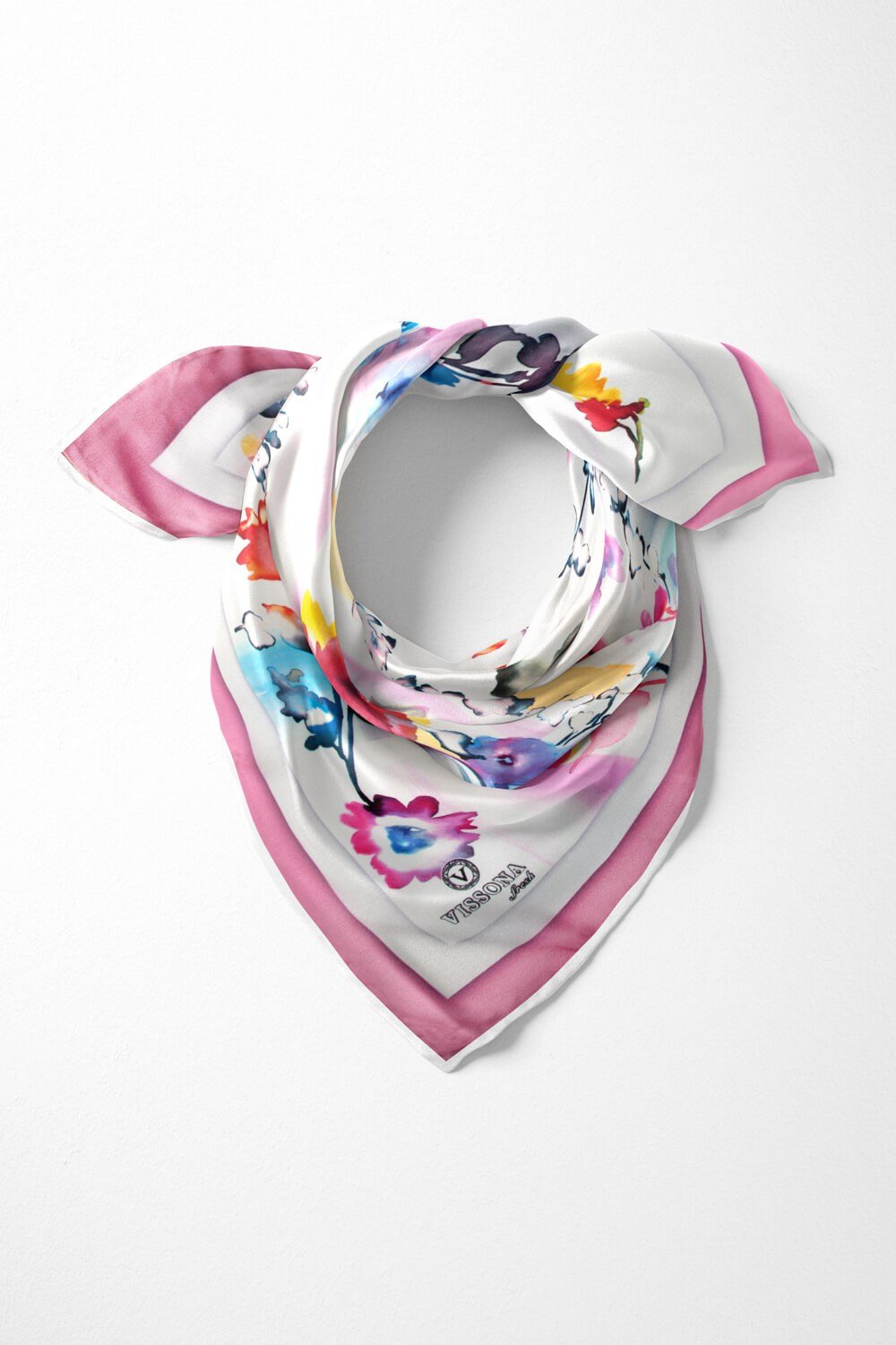 %100 İpek Kadın Desenli Bandana 80x80
