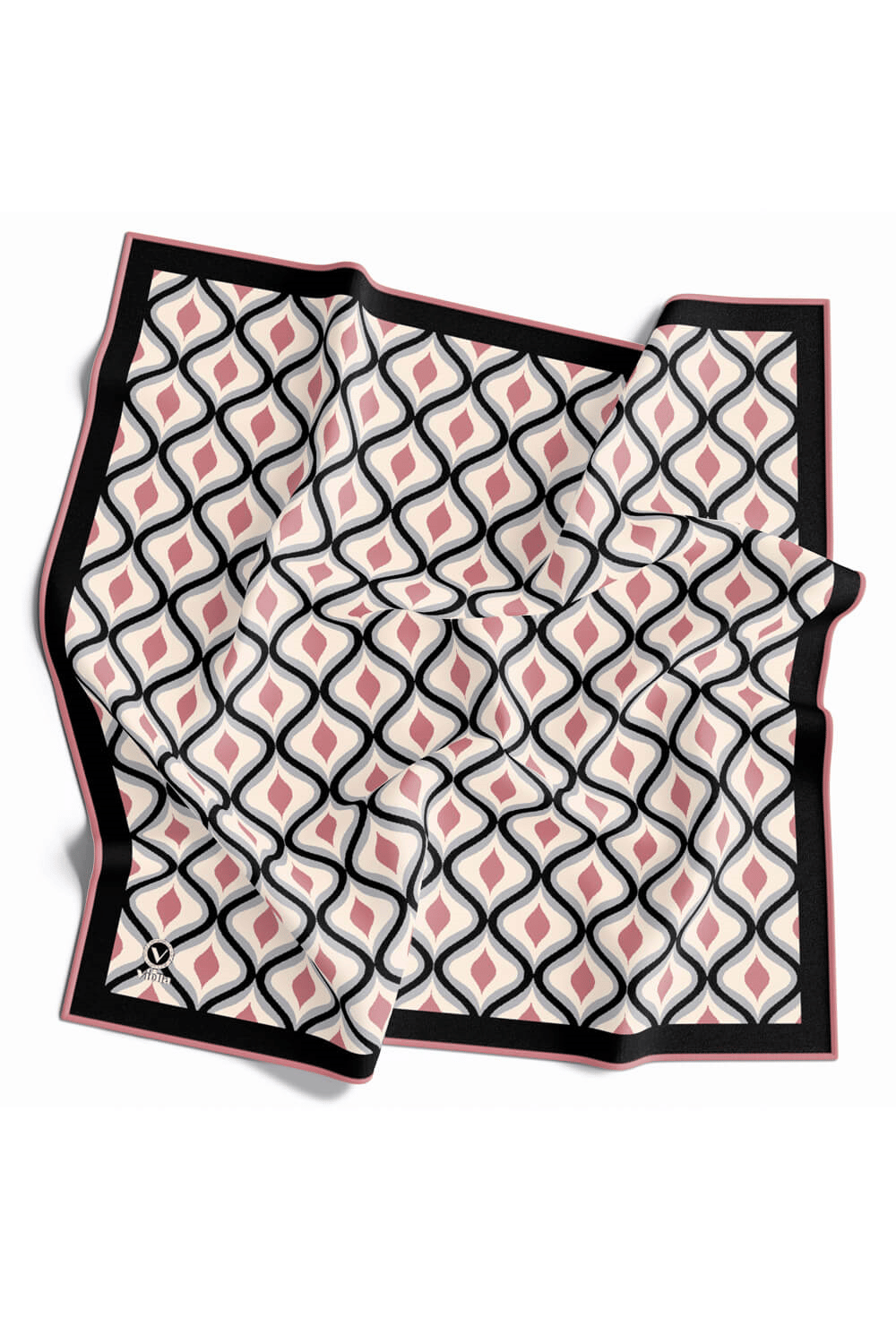Twill Geometrik Daire Desenli Pudra Renkli 90x90 Eşarp (İpek İçermez) Dikim Şekli : El Dikişi