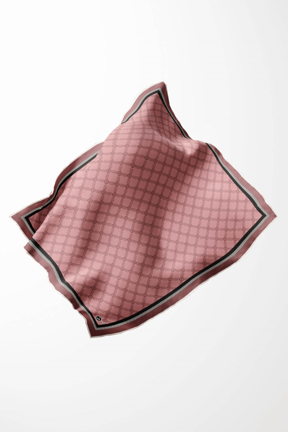 Twill Minik Motifli Geometrik Desenli Pembe Renkli 90x90 Eşarp (İpek İçermez) Dikim Şekli : El Dikişi