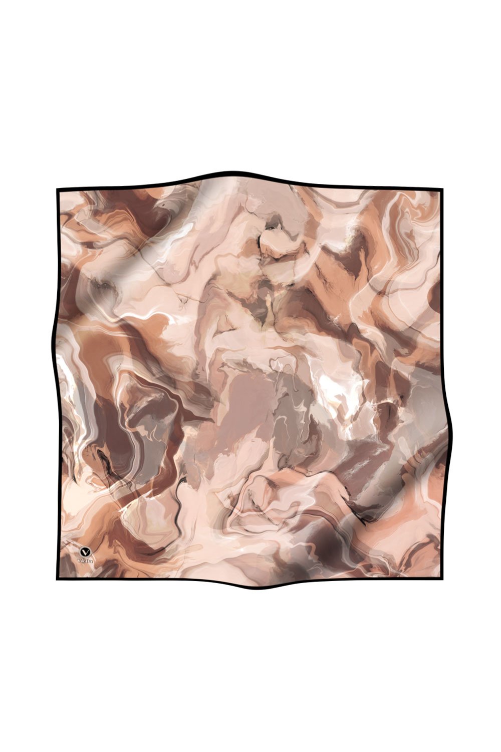 Twill Batik Desenli Bej Renkli 90x90 Eşarp (İpek İçermez) Kenar Dikiş Şekli El Dikişli