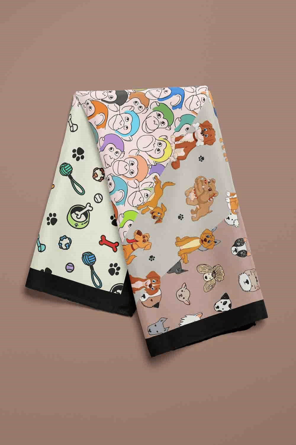D4 Dog Monkey Desenli Krem Kırmızı Köpek Bandanası DG5575 45x45