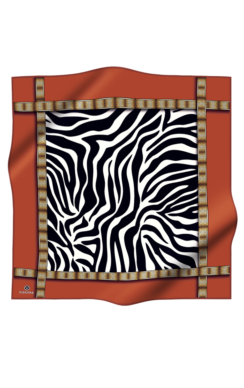 % 57 İPEK % 43 VİSKON Twill İpek Zebra Desenli Taba - Siyah Renkli 90x90 Eşarp Dikim Şekli : El Dikişi