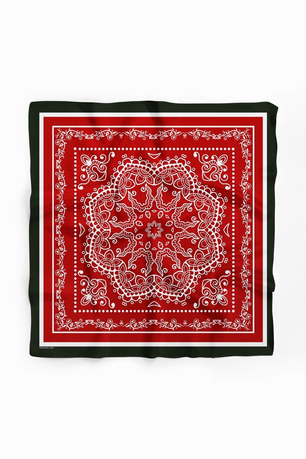 Kadın Kırmızı Şal Desenli 50x50 Bandana HYL DG01362-22