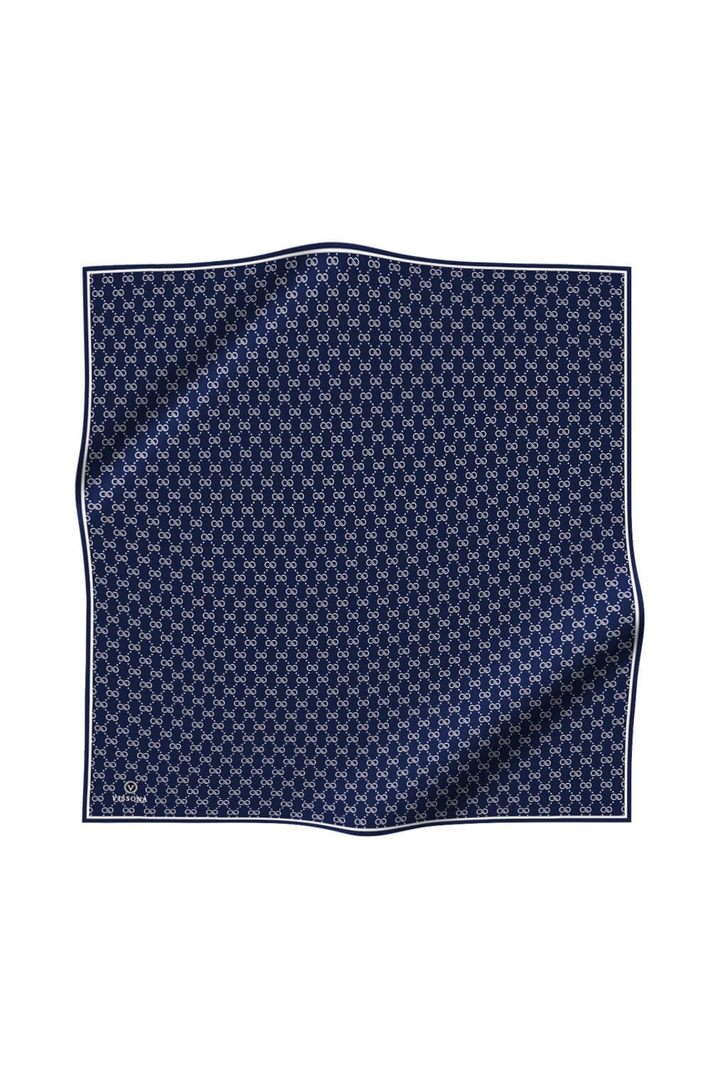 %57 İPEK %43 VİSKON Twill İpek Leopar Desenli Lacivert - Beyaz Renkli 90x90 Eşarp Dikim Şekli : El Dikişi