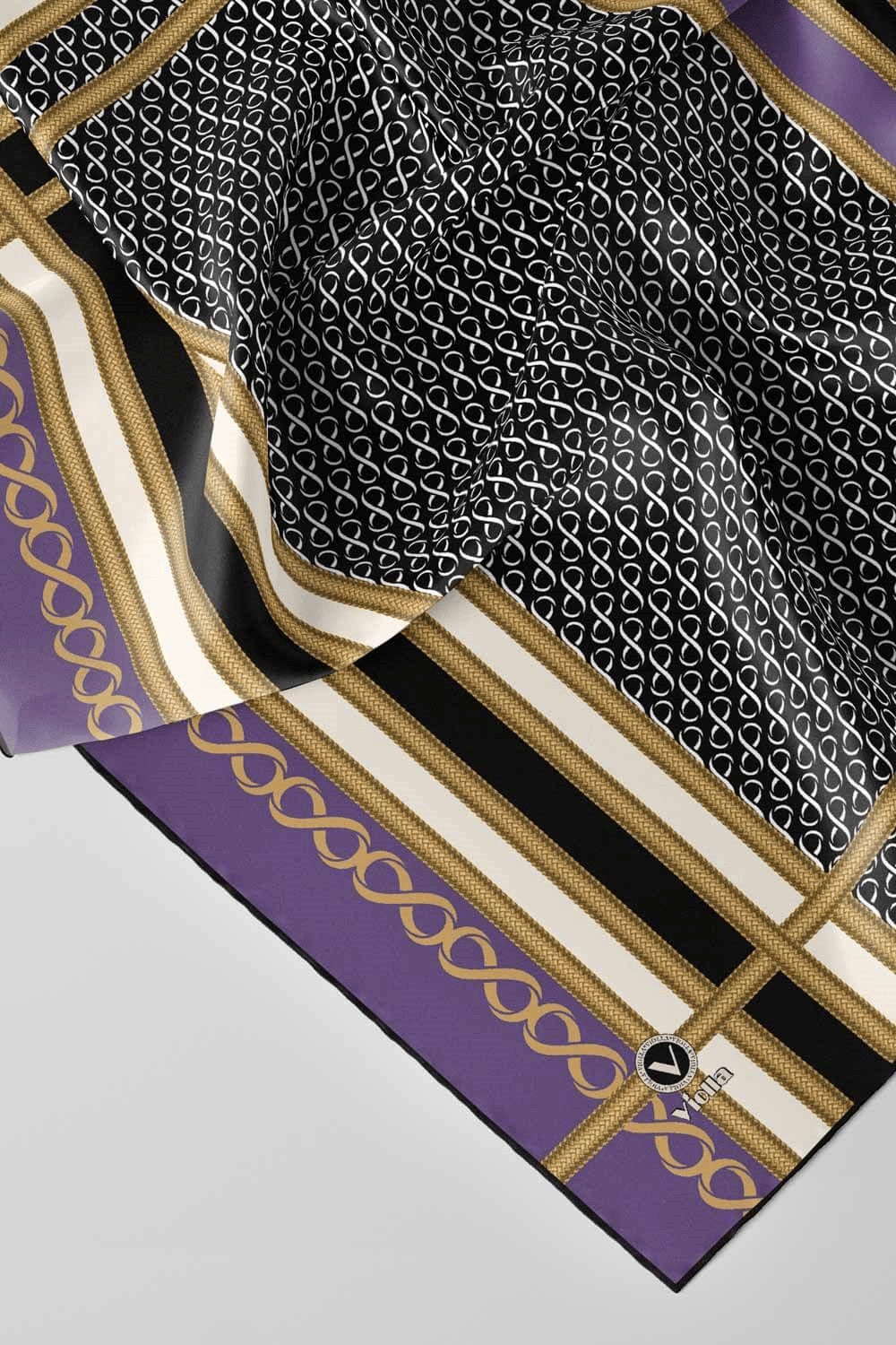 Twil Geometrik Desenli Lila Renkli 90x90 Eşarp (İpek İçermez) Dikim Şekli : El Dikişi