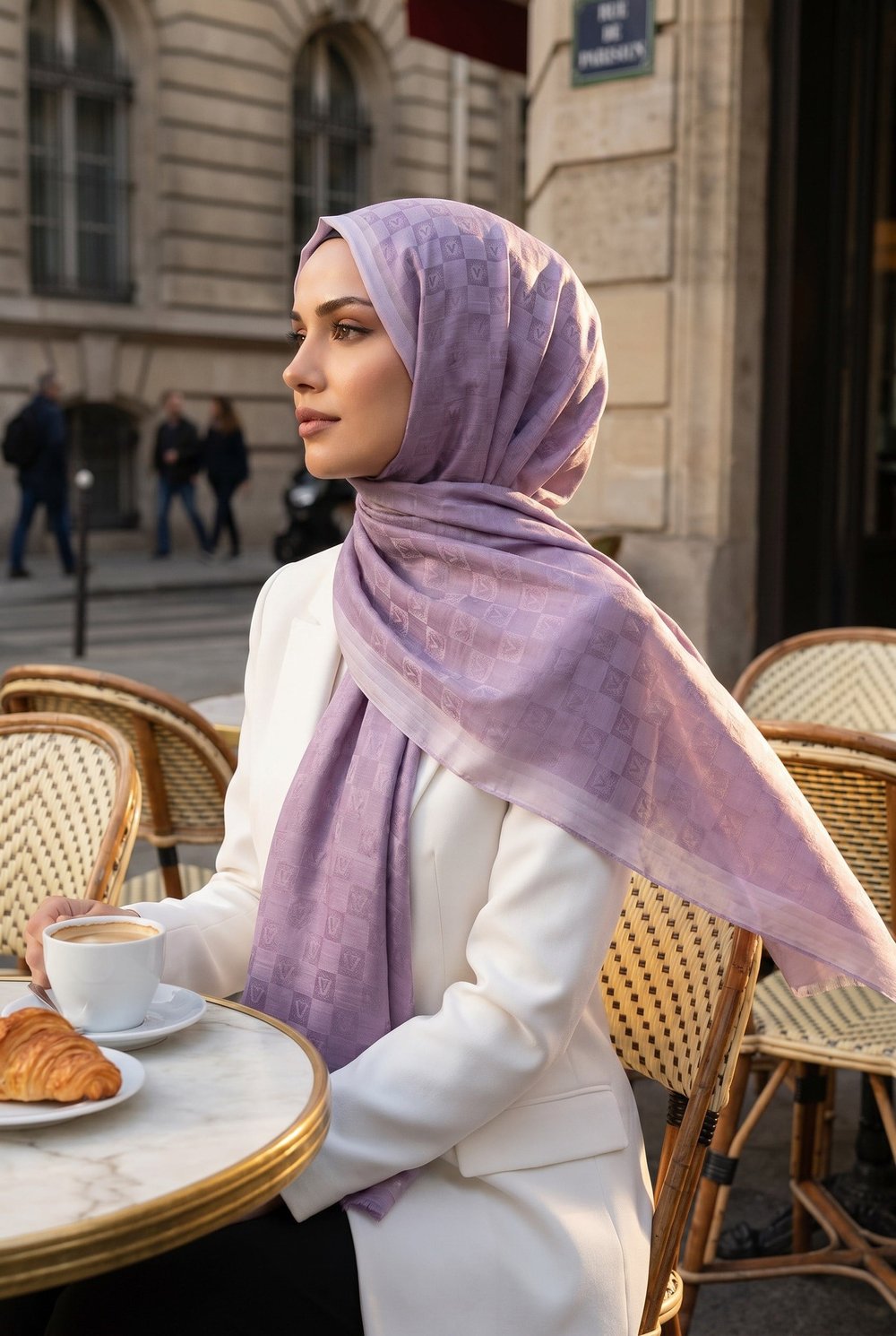 %57 İpek %43 Pamuk Monogram Dokumalı İsporto Renkli 70X190 Yumuşak Dökümlü Şal