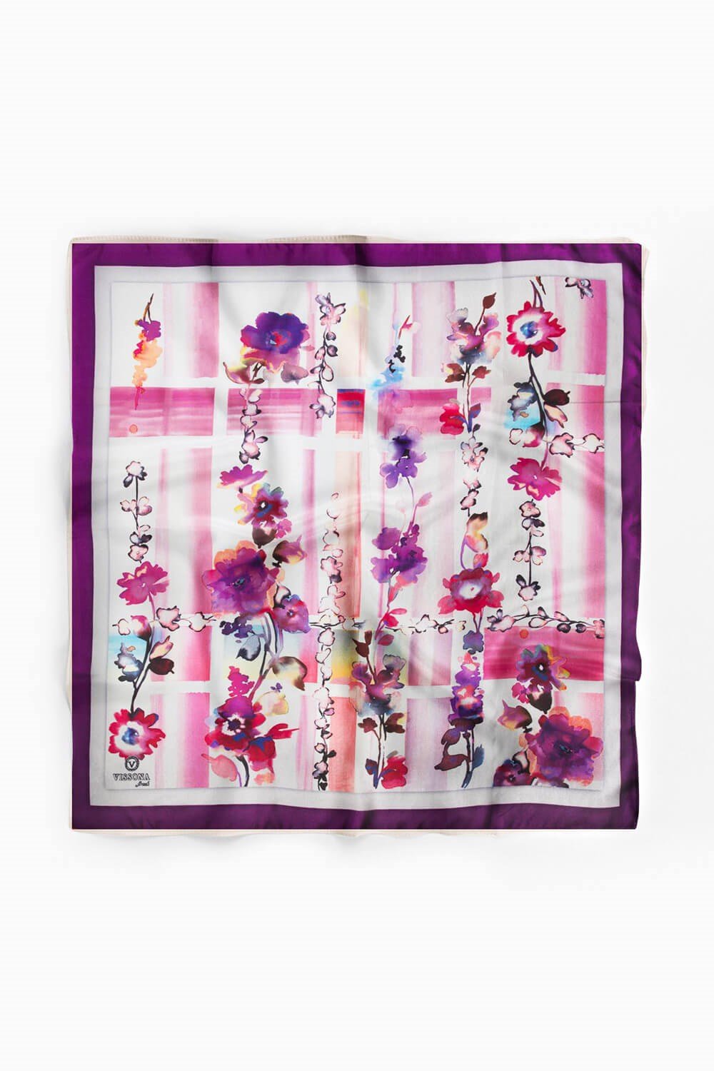 %100 İpek Kadın Desenli Bandana 80x80