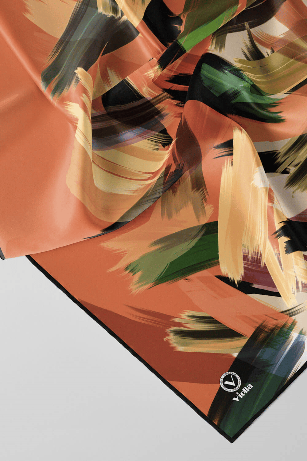 Twill Fırça Desenli Bakır Renkli 90x90 Eşarp (İpek İçermez) Kenar Dikiş Şekli El Dikişli