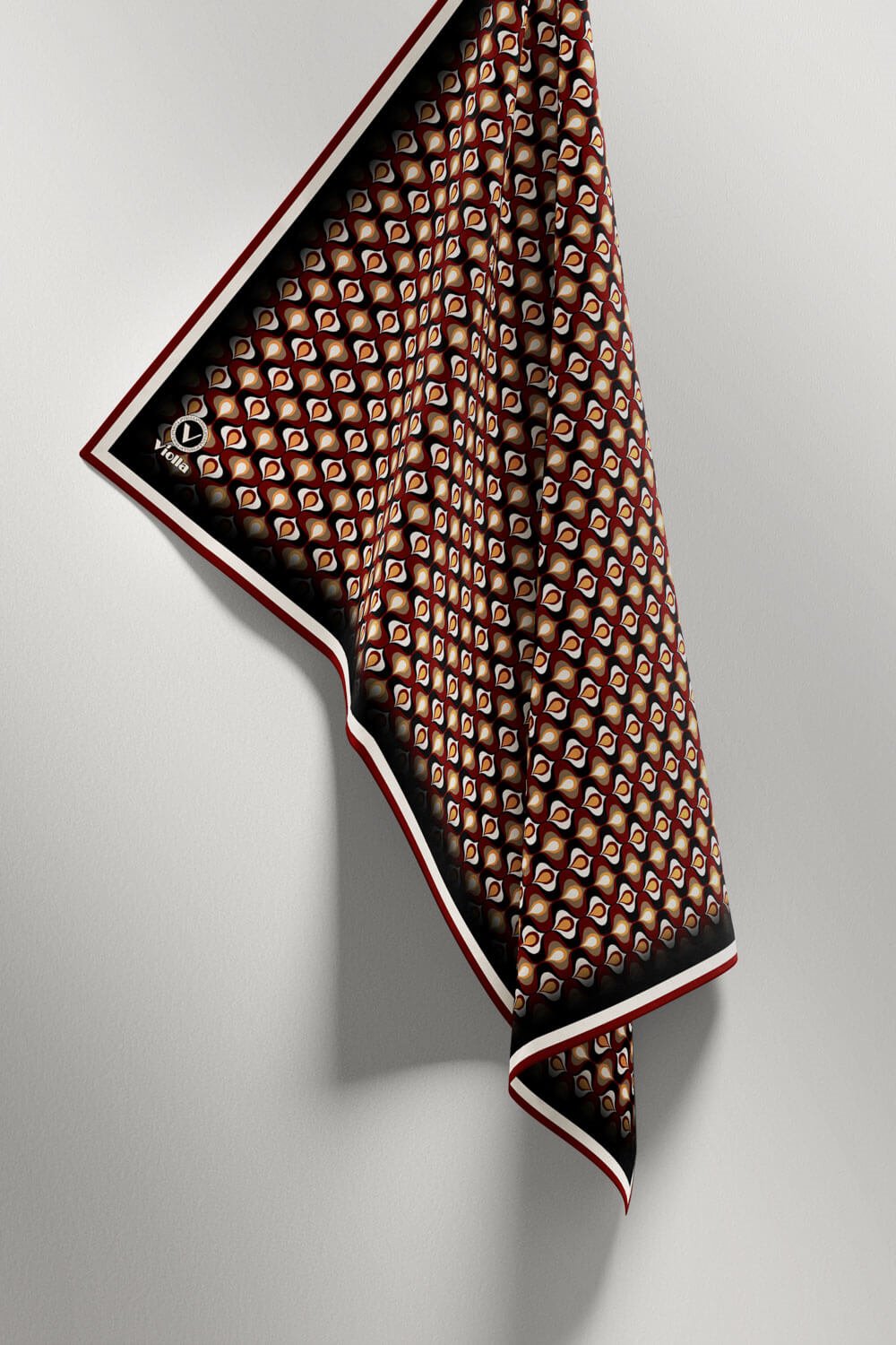 Twill Çıtır Desenli Bordo Renkli 90x90 Eşarp (İpek İçermez) Kenar Dikiş Şekli El Dikişli