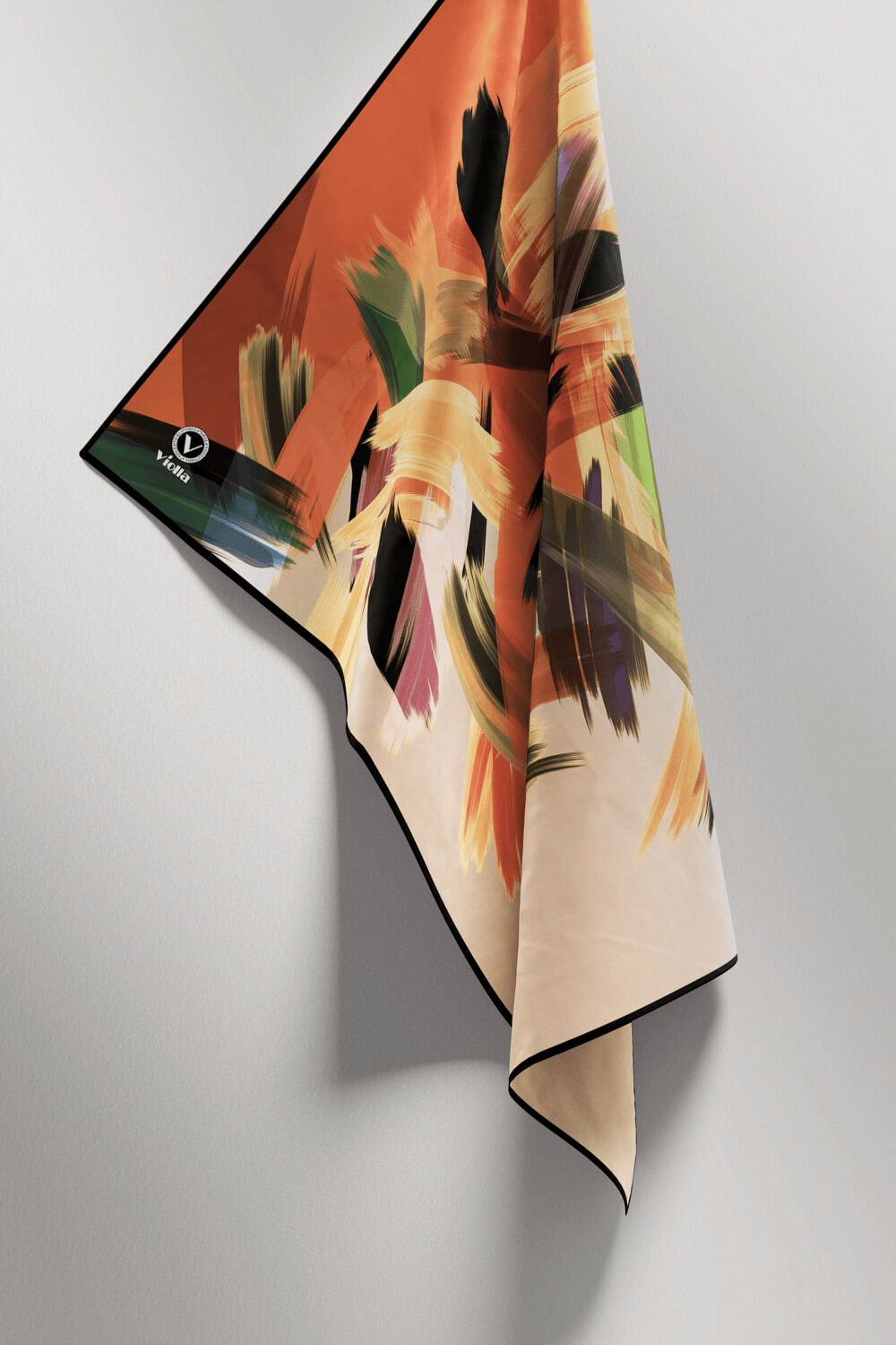 Twill Fırça Desenli Bakır Renkli 90x90 Eşarp (İpek İçermez) Kenar Dikiş Şekli El Dikişli