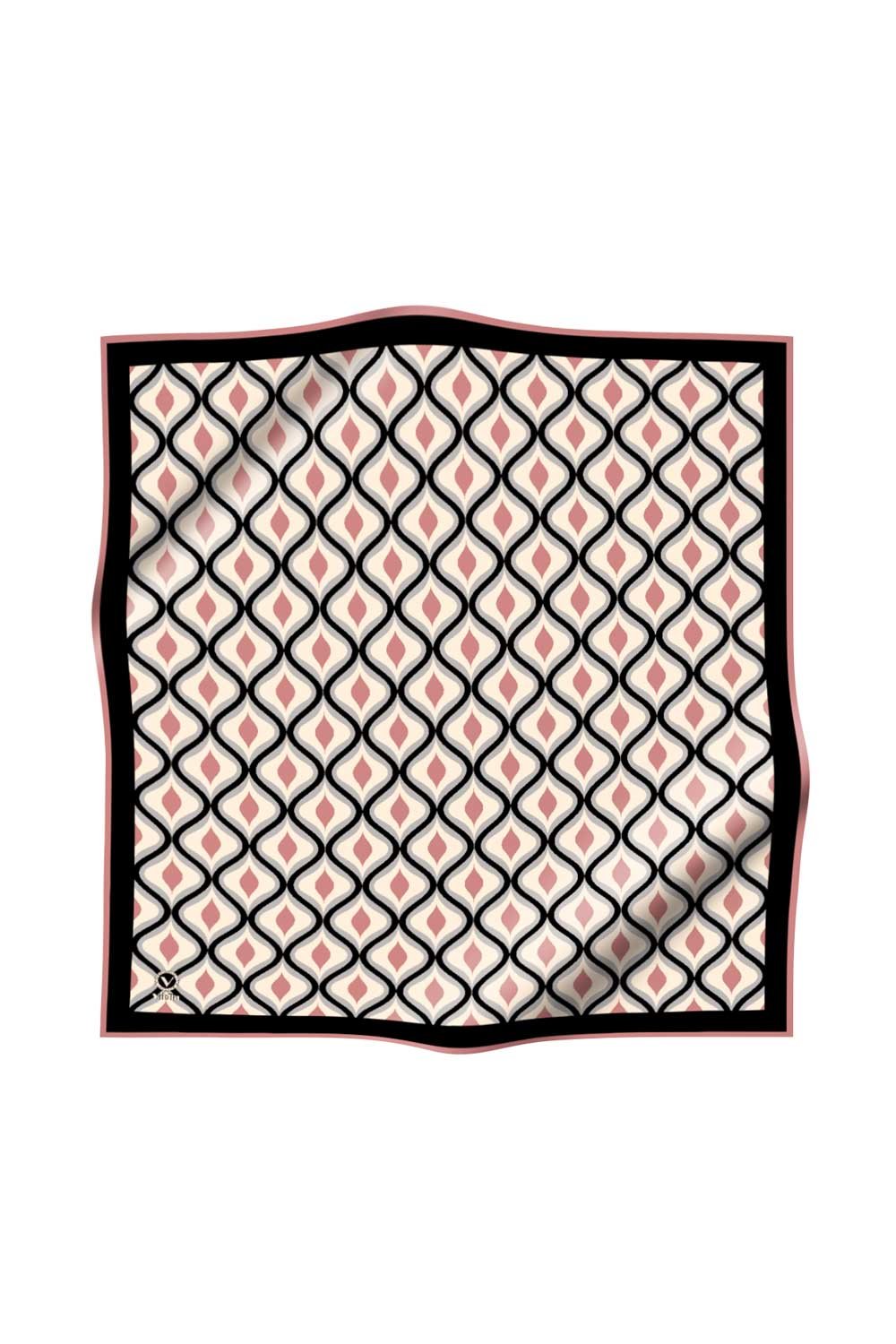 Twill Geometrik Daire Desenli Pudra Renkli 90x90 Eşarp (İpek İçermez) Dikim Şekli : El Dikişi