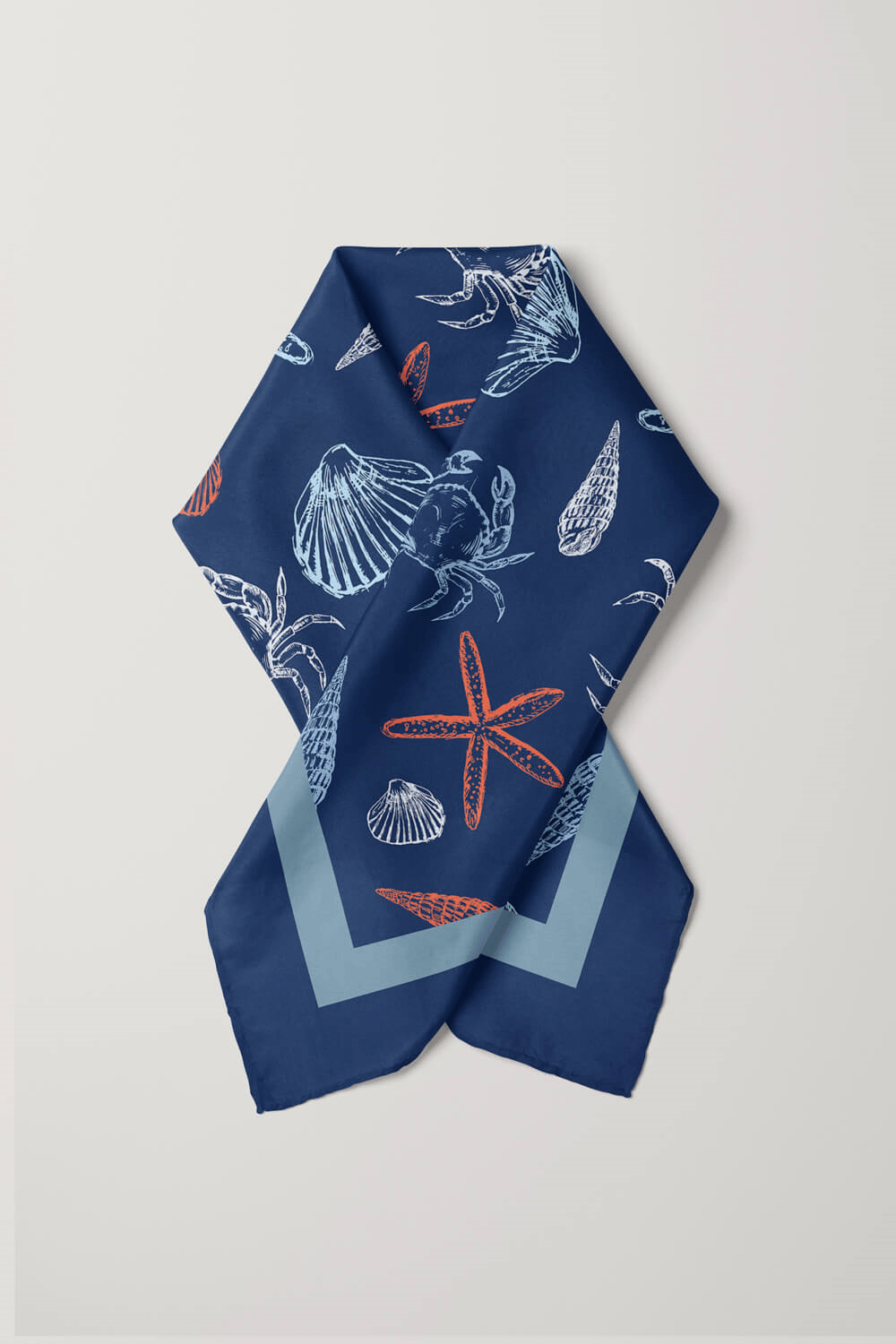 Kadın Lacivert Shell Desenli 50x50 Bandana