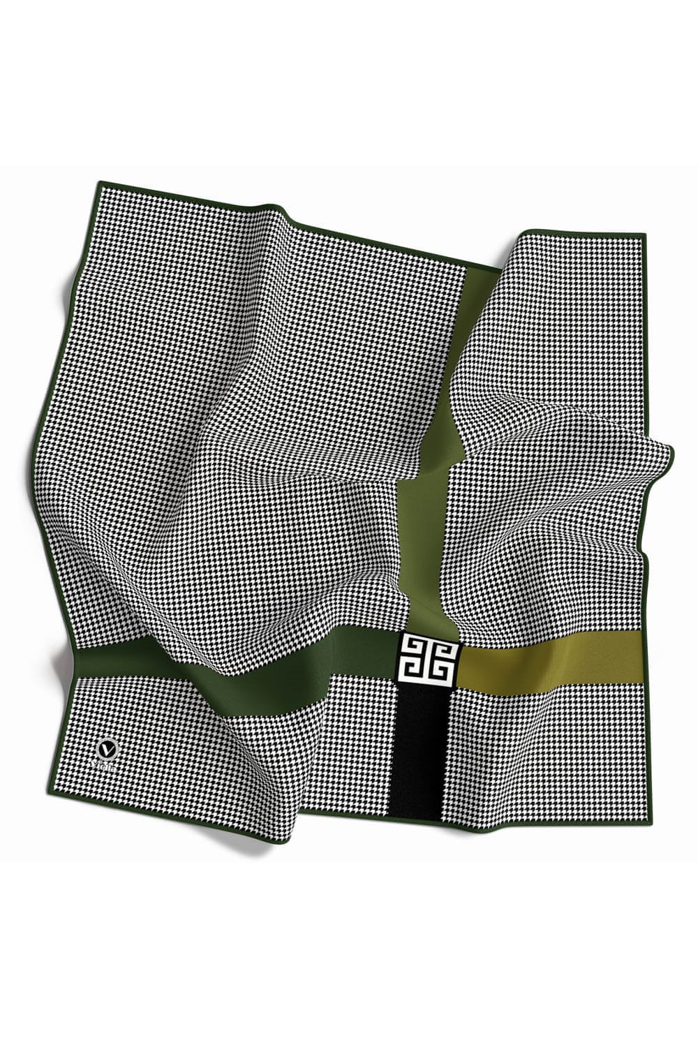 Twill Kazayaklı Şerit Desenli Zümrüt Yeşili Renkli 90x90 Eşarp (İpek İçermez) Dikim Şekli : El Dikişi