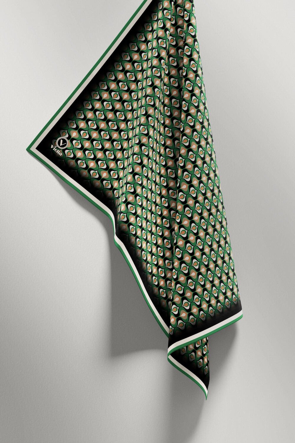 Twill Çıtır Desenli Petrol Yeşili Renkli 90x90 Eşarp (İpek İçermez) Kenar Dikiş Şekli El Dikişli