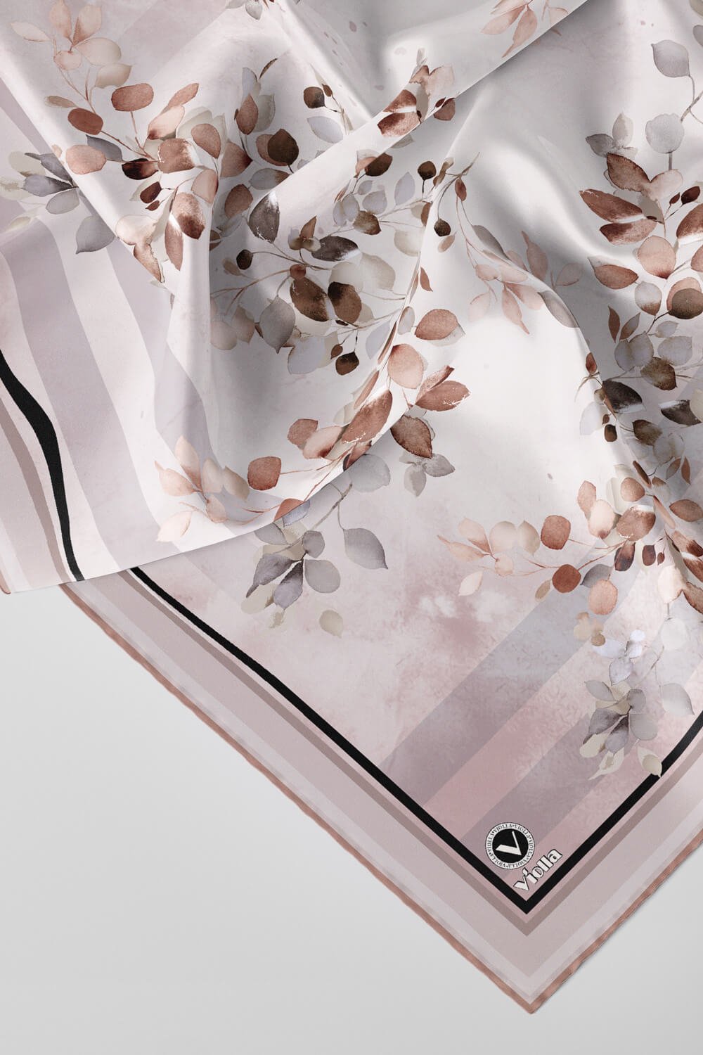 Twill Çiçek Desenli Bej Renkli 90x90 Eşarp (İpek İçermez) Kenar Dikiş Şekli El Dikişli