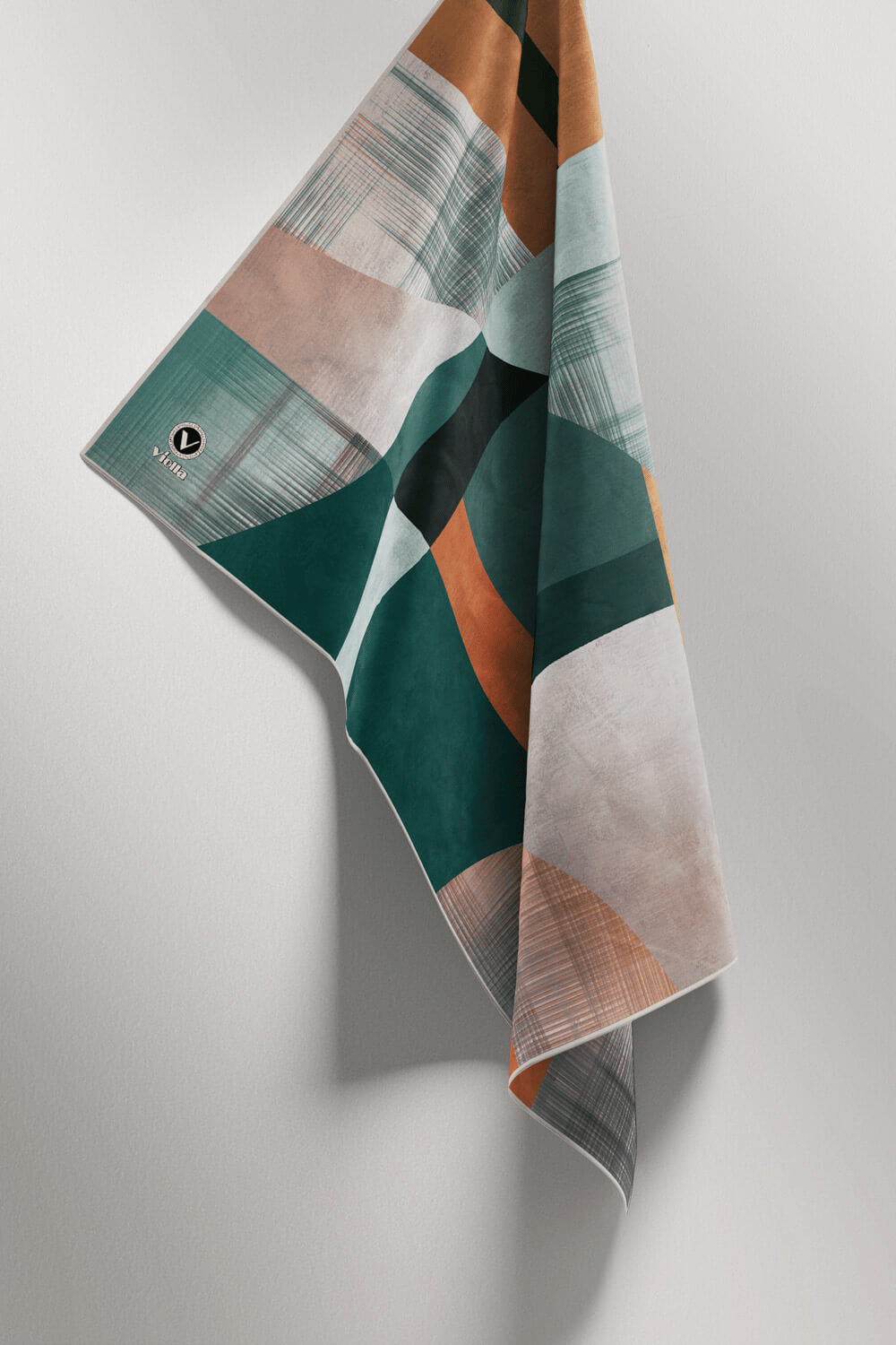 Twill Geometrik Desenli Petrol Mavisi Renkli 90x90 Eşarp (İpek İçermez) Kenar Dikiş Şekli El Dikişli