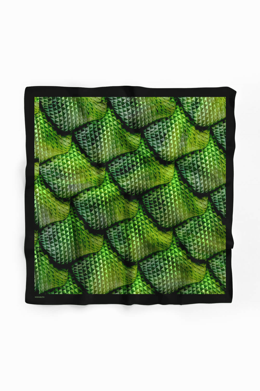 D96 Kadın Egzotik Desenli Bandana 50x50 Yeşil DG0254-22