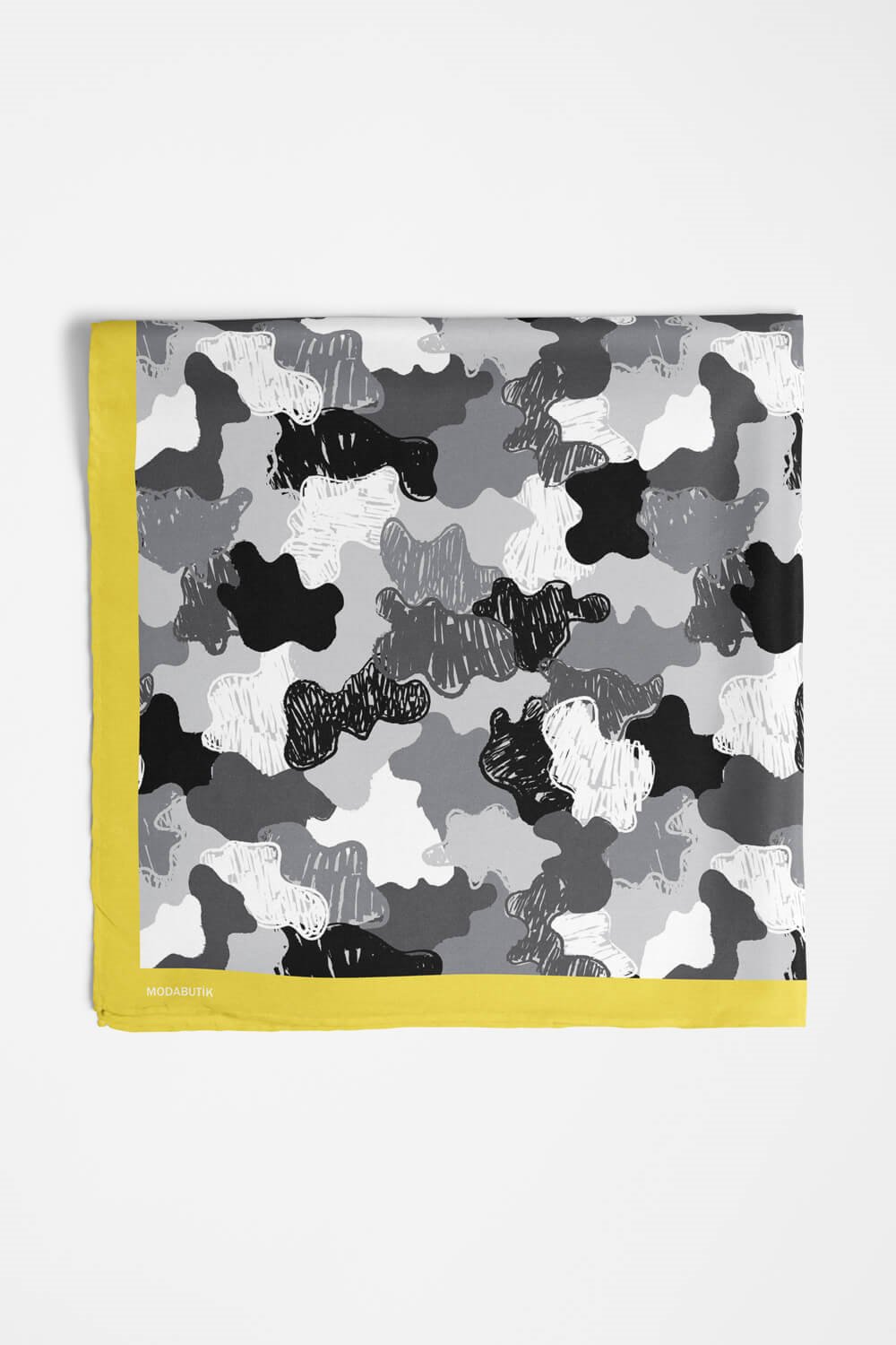 D98 Kadın Egzotik Desenli Bandana 50x50 Gri DG0255-22