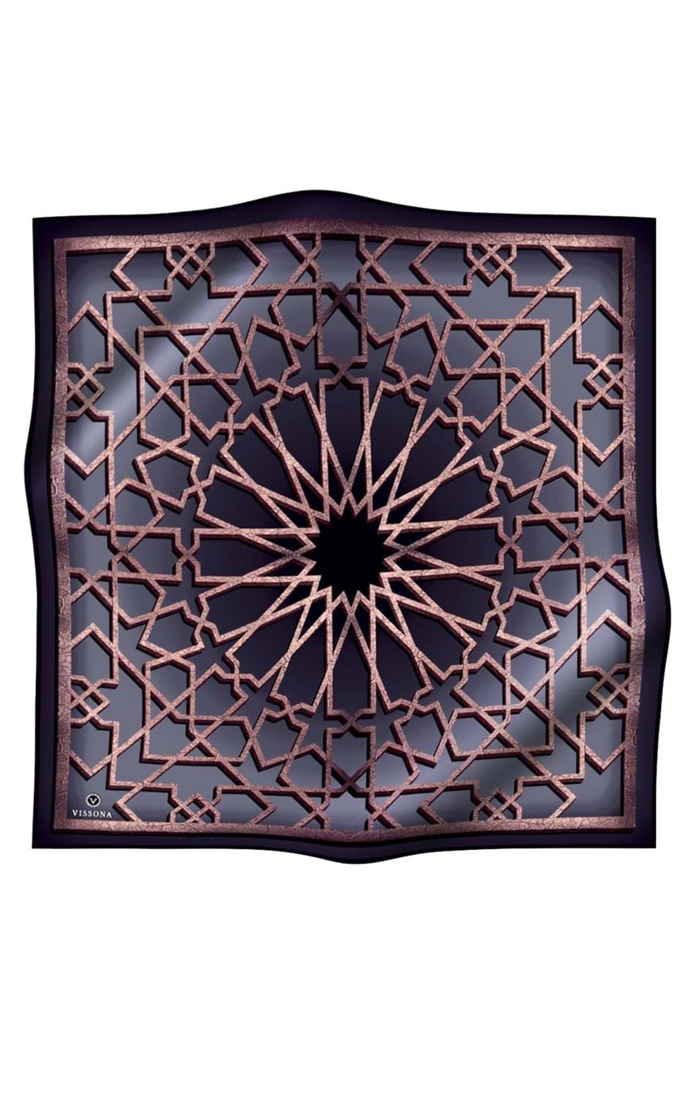 %100 Twill Türk Motifi  Desenli Gri Renkli 90x90 Eşarp Dikim Şekli: El Dikişi