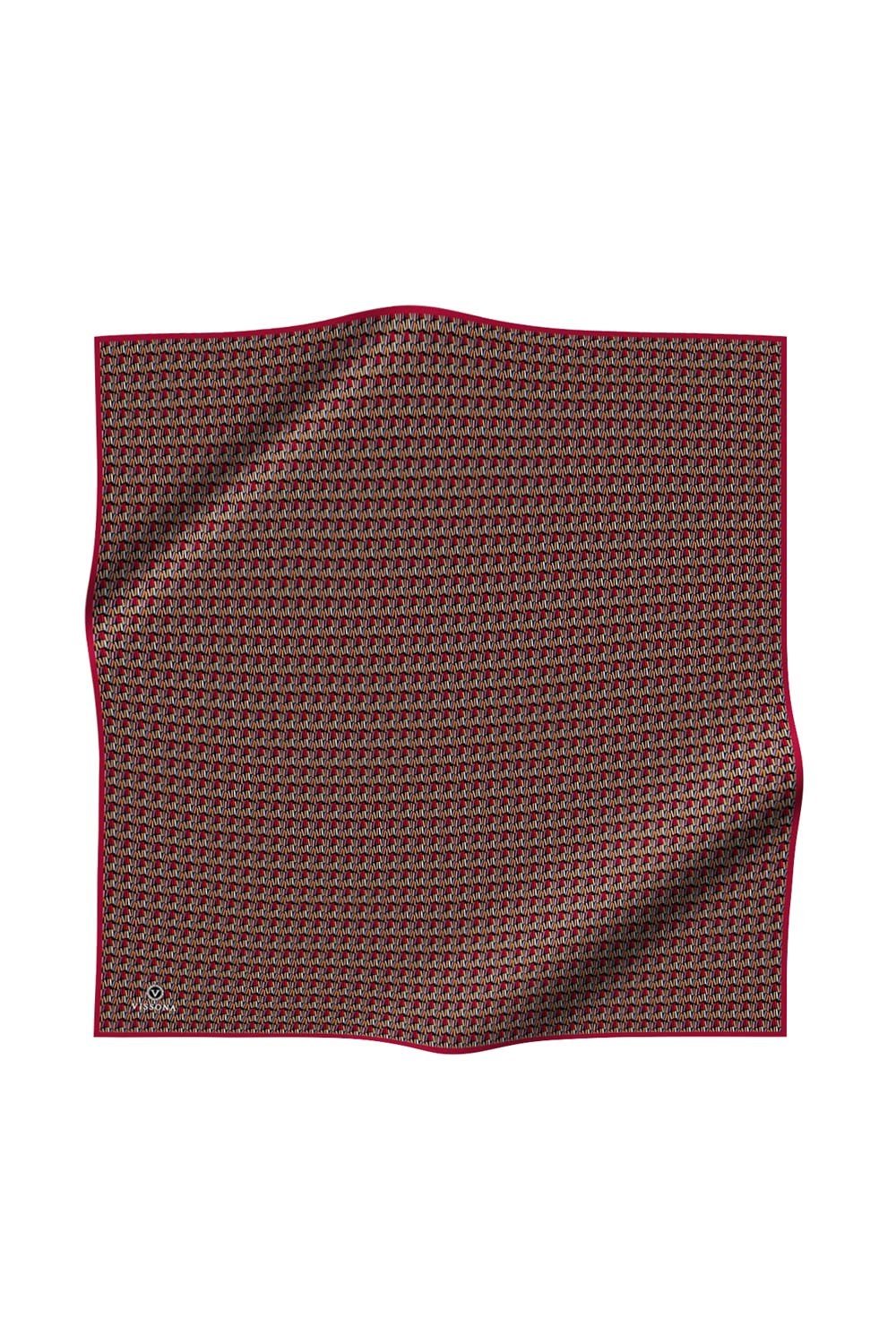 %100 Twill İpek Çizgi Desenli Siyah - Bordo Renkli 90x90 Eşarp Dikim Şekli : El Dikişi