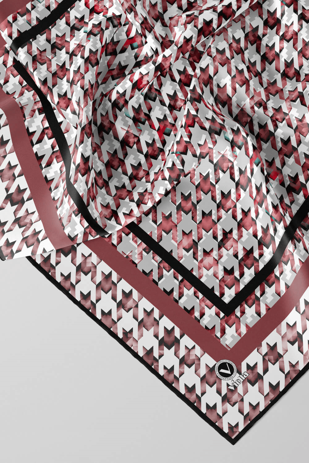 Twill Kazayağı Desenli Gül Kurusu Renkli 90x90 Eşarp (İpek İçermez) Kenar Dikiş Şekli El Dikişli