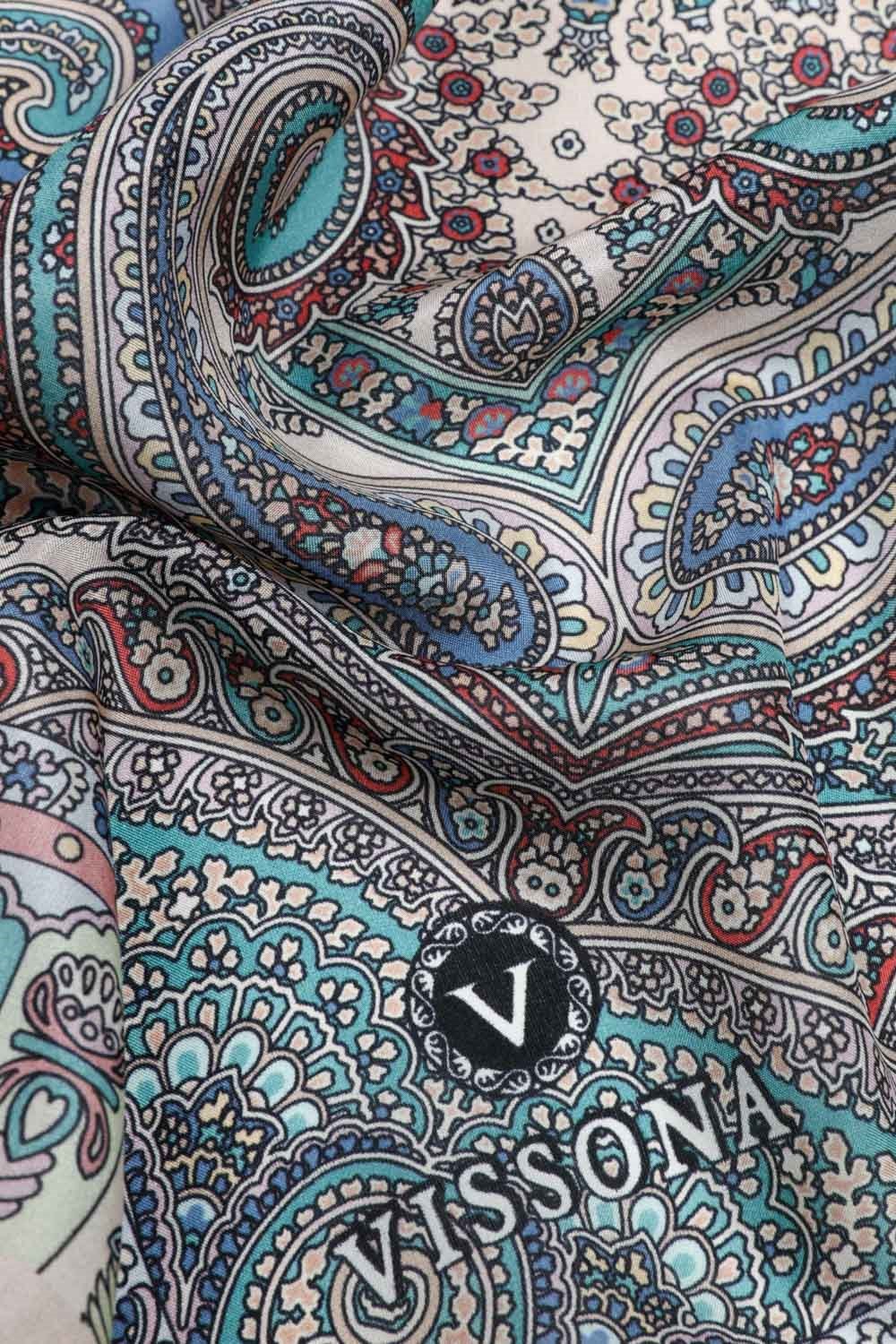 100% İPEK ETRO DESENLİ PUDRA RENKLİ ŞAL