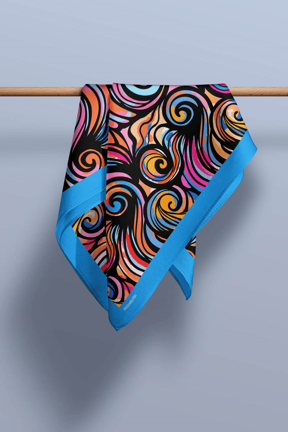 D48 Kadın Egzotik Desenli Bandana 50x50 Mor DG0291-22