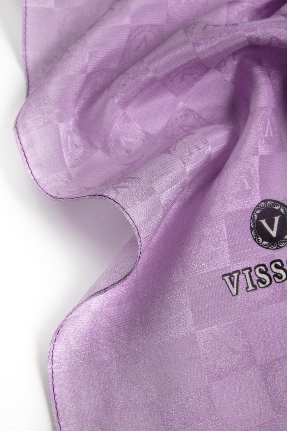Vissona %57 İPEK %43 PAMUK Degrade Desenli Lila Renkli Şal -  70x190 Dikiş Tipi İtalyan Dikişli