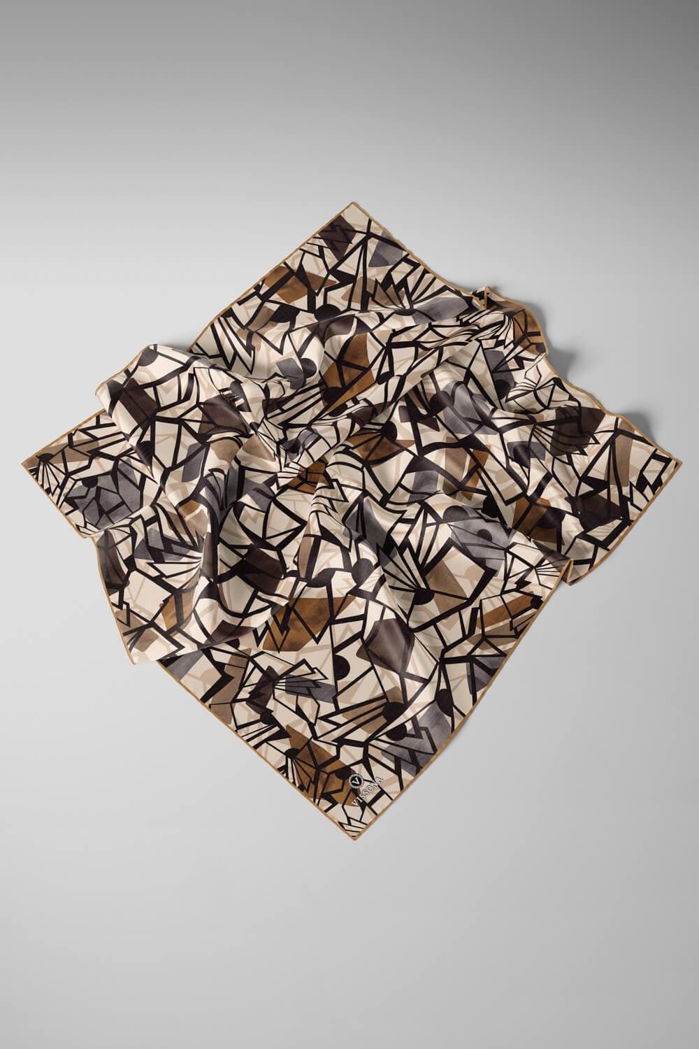 %100 Twill Renkli Petek Desenli Sütlükahve - Vizon Renkli 90x90 Eşarp Dikim Şekli: El Dikişii