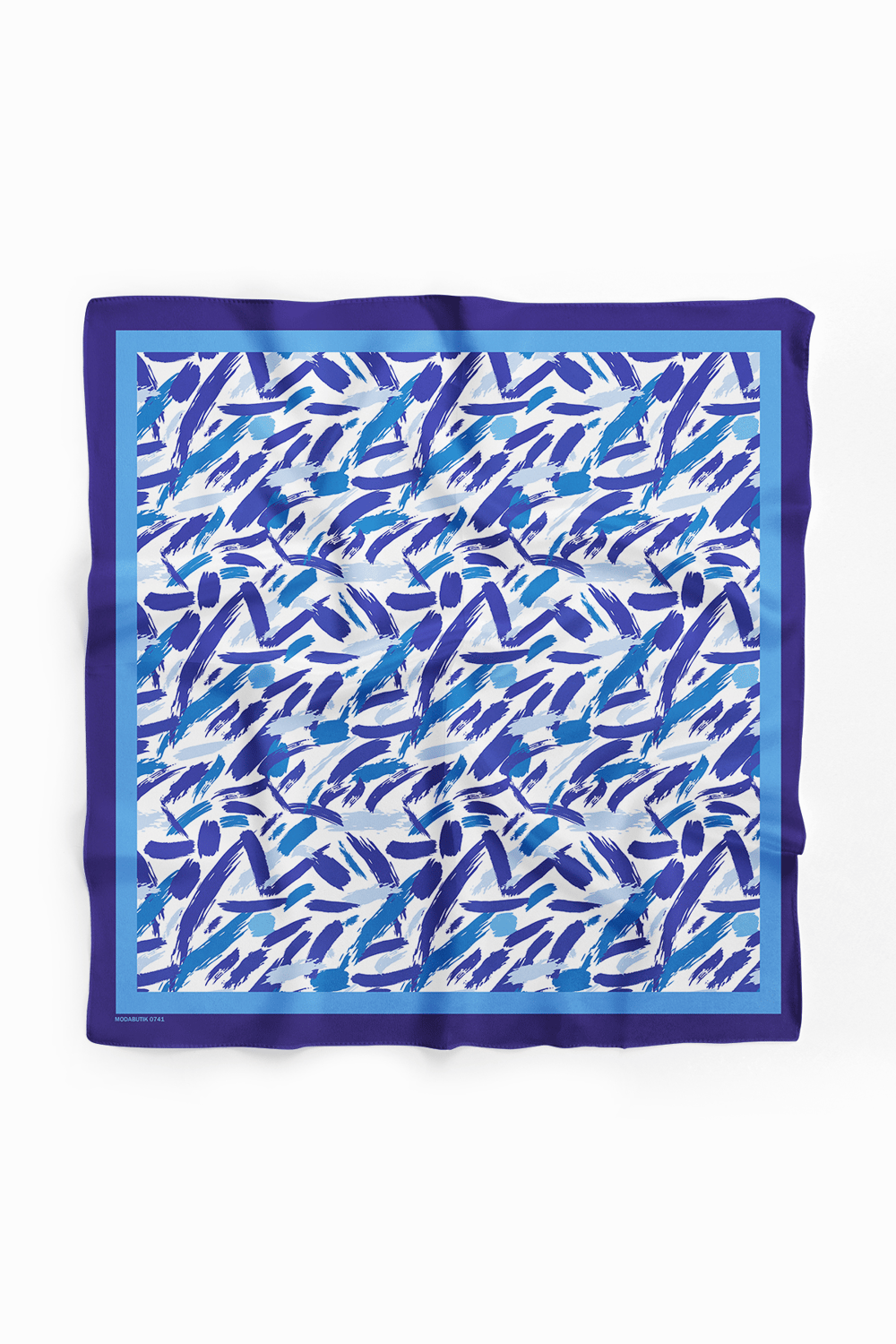 F27 Kadın Mavi Yağlı Boya Desenli 50x50 Bandana HYL DG0741-22