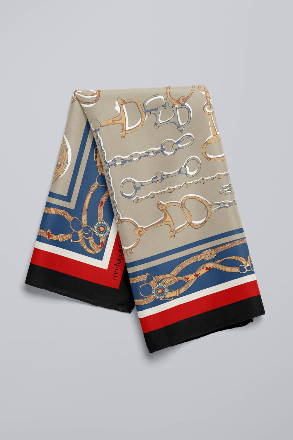 B90 Kadın Kahve Etnik Desenli 50x50 Bandana HYL DG01499-22