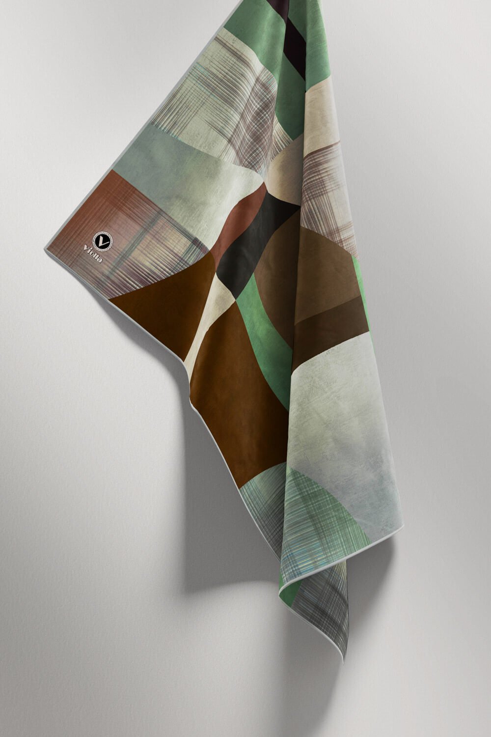 Twill Geometrik Desenli Kahverengi Renkli 90x90 Eşarp (İpek İçermez) Kenar Dikiş Şekli El Dikişli