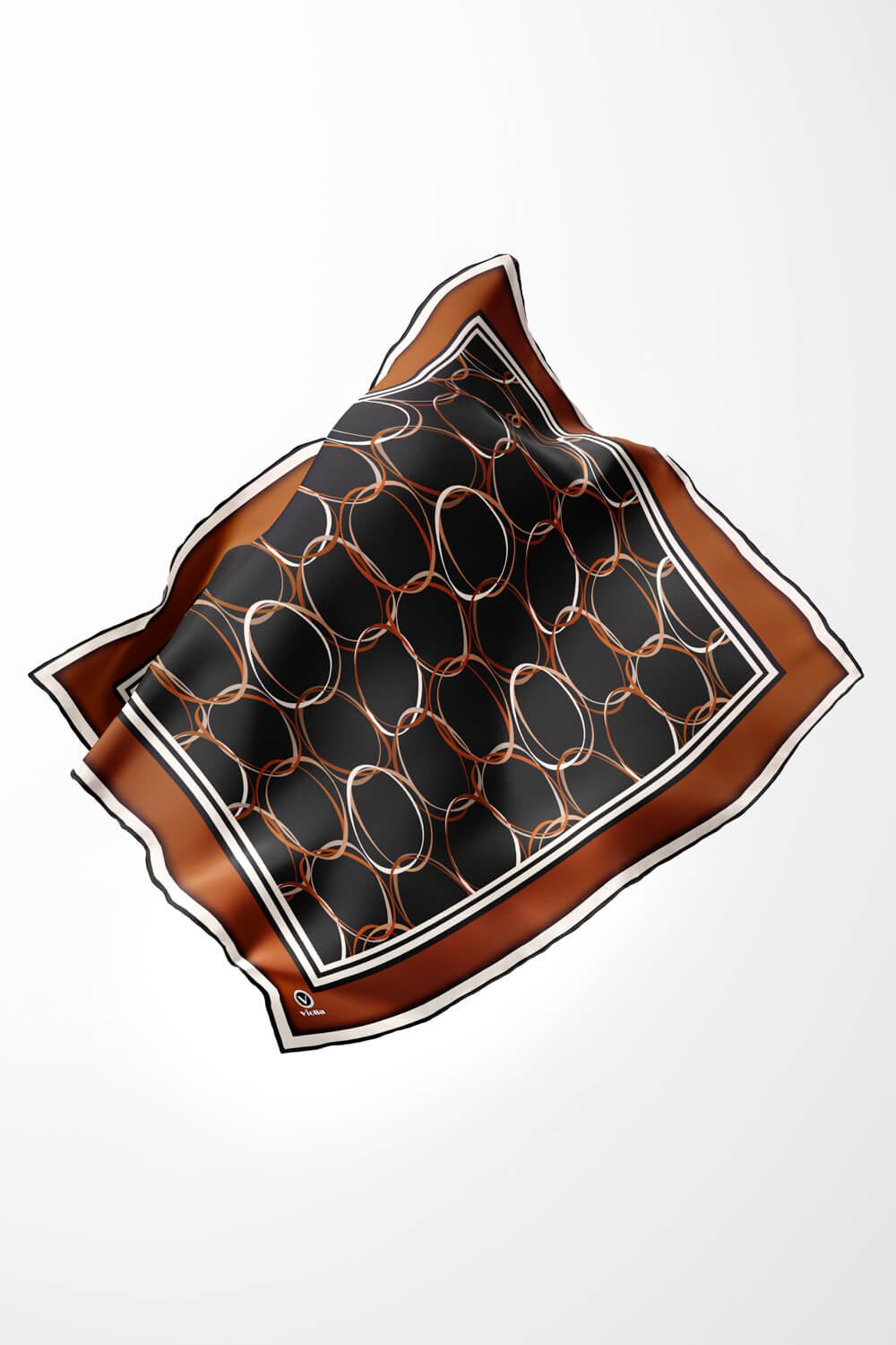 Twill Halka Desenli Taba Renkli 90x90 Eşarp (İpek İçermez) Kenar Dikiş Şekli El Dikişli