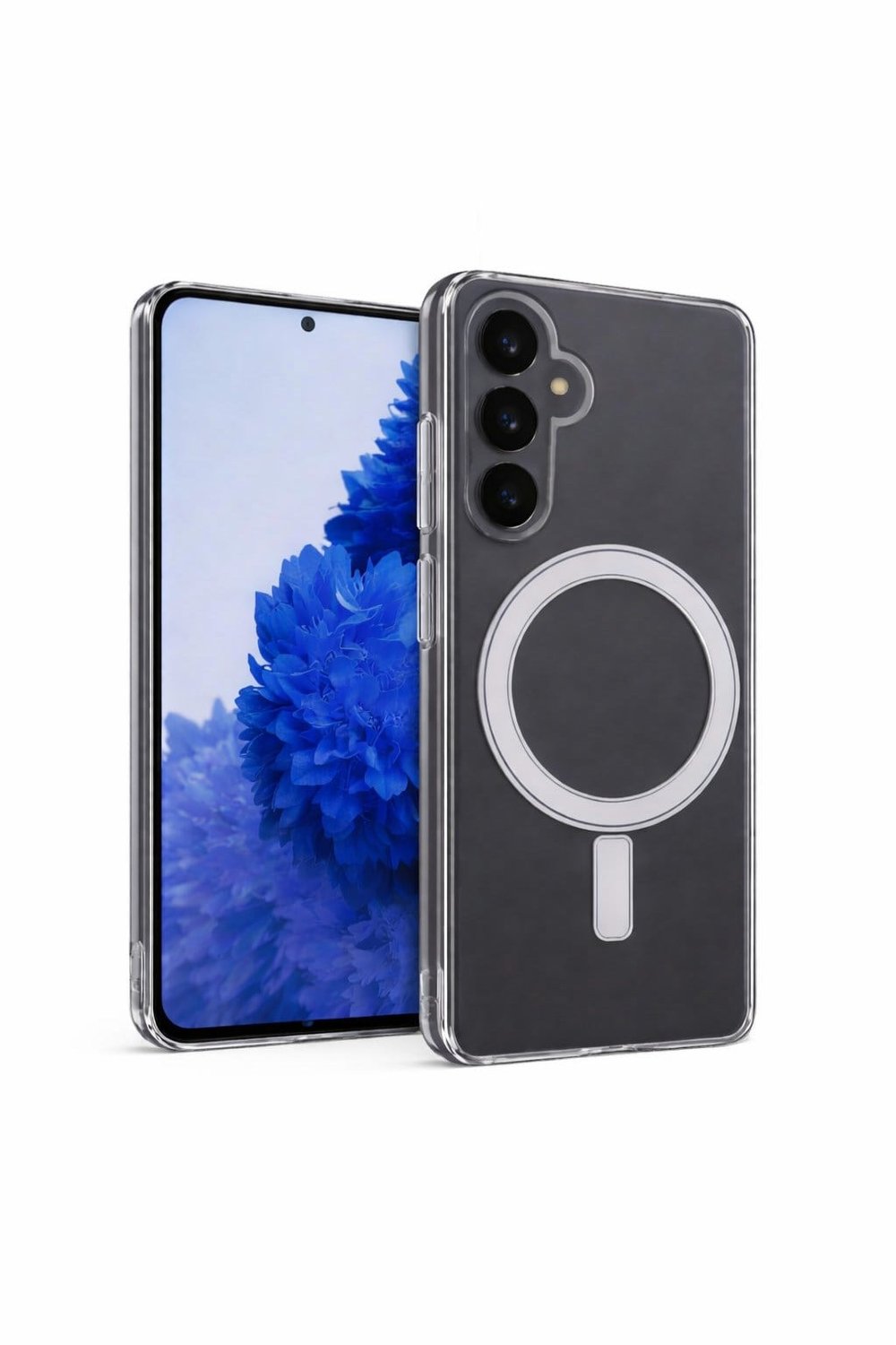 Samsung Galaxy S23 FE Uyumlu Kamera Korumalı Magsafe Wireless Şarj Özellikli Lüks Şeffaf Silikon Telefon Kılıfı