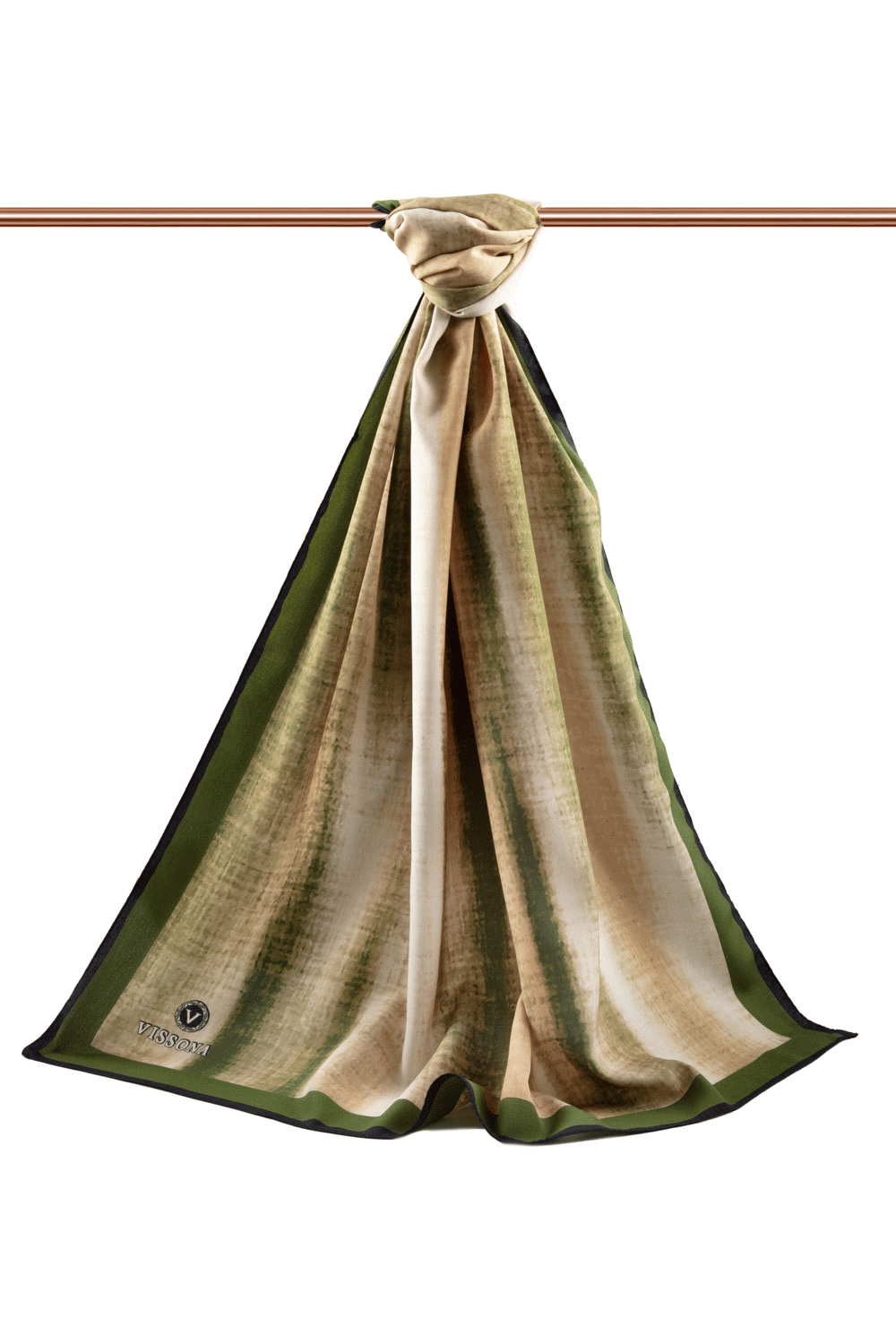 LÜKS MEDİNE İPEĞİ BATİK DESENLİ HAKİ RENKLİ 75X195 KIRIŞMAZ ŞAL MOSS KREP DİKİŞ TİPİ İTALYAN DİKİŞLİ