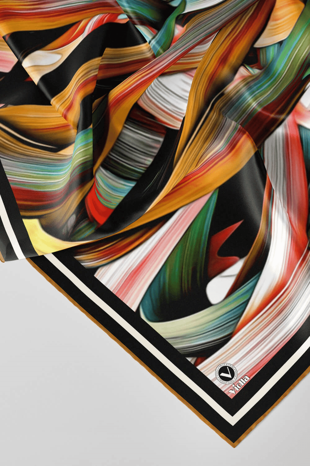 Twill Kare Desenli Hardal Renkli 90x90 Dikim Şekli : El Dikişi Eşarp (İpek İçermez)