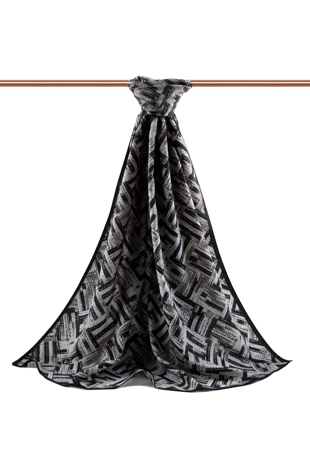 LÜKS MEDİNE İPEĞİ DEGRADELİ ÇİZGİ DESENLİ FÜME RENKLİ 75X195 KIRIŞMAZ ŞAL MOSS KREP DİKİŞ TİPİ İTALYAN DİKİŞLİ