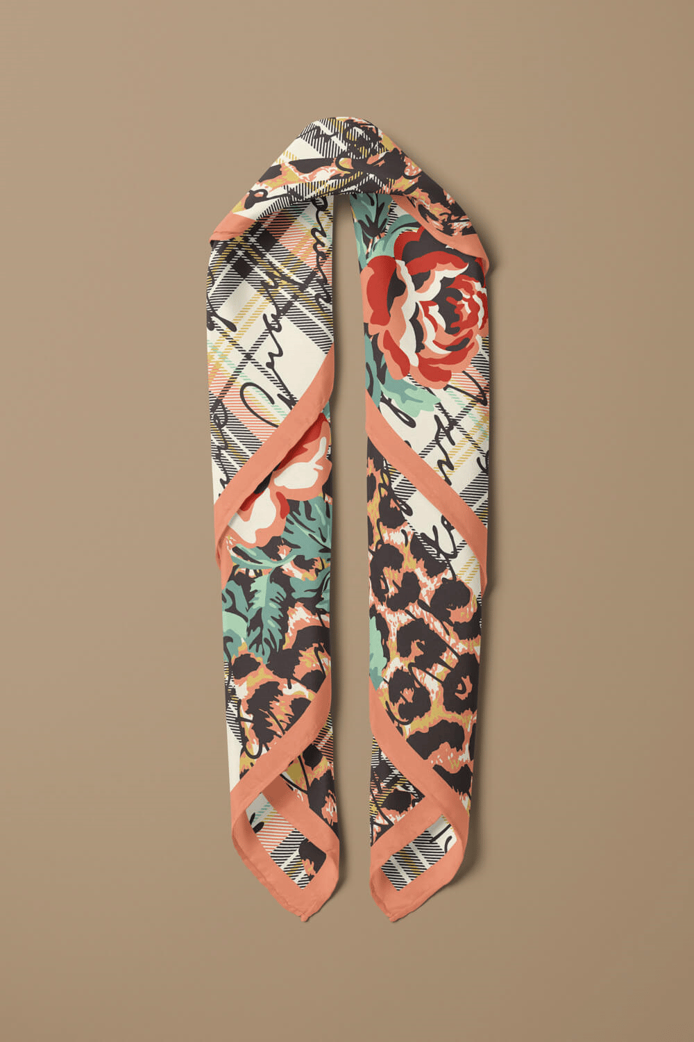 V25 Modabutik Leopar ve Gül Desenli Bandana