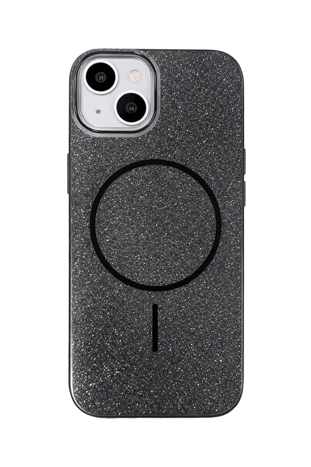 iPhone 14 Uyumlu Telefon Kılıfı Magsafe Wireless Şarj Özellikli Simli Lüks Silikon Kılıf